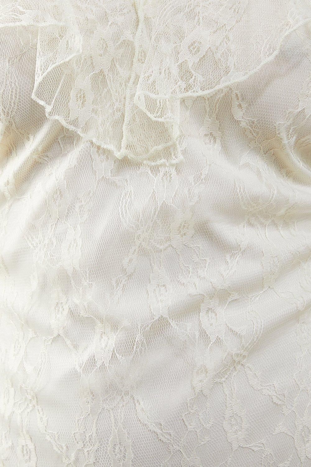 Warehouse Lace V Neck Ruffle Midi Dress Cream image 5