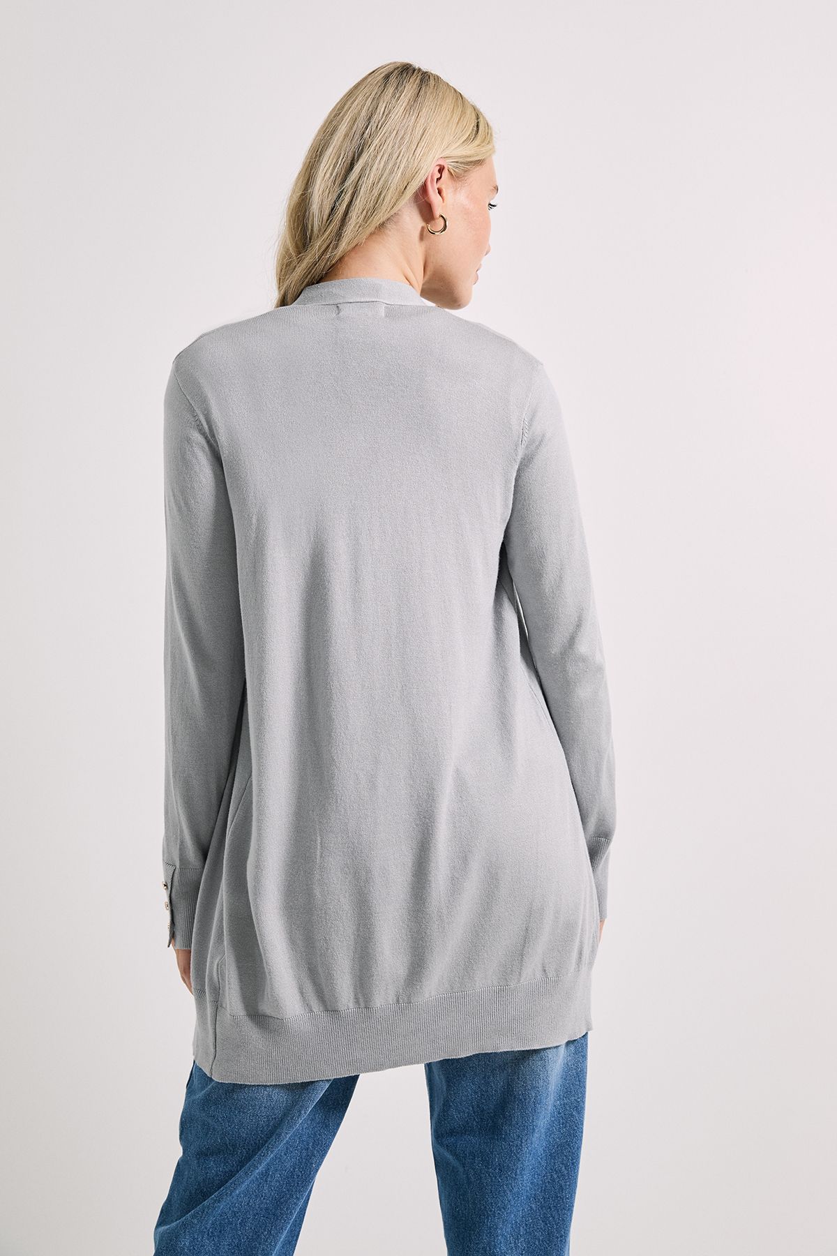 Dorothy Perkins Grey Longline Button Cuff Cardigan Grey image 3