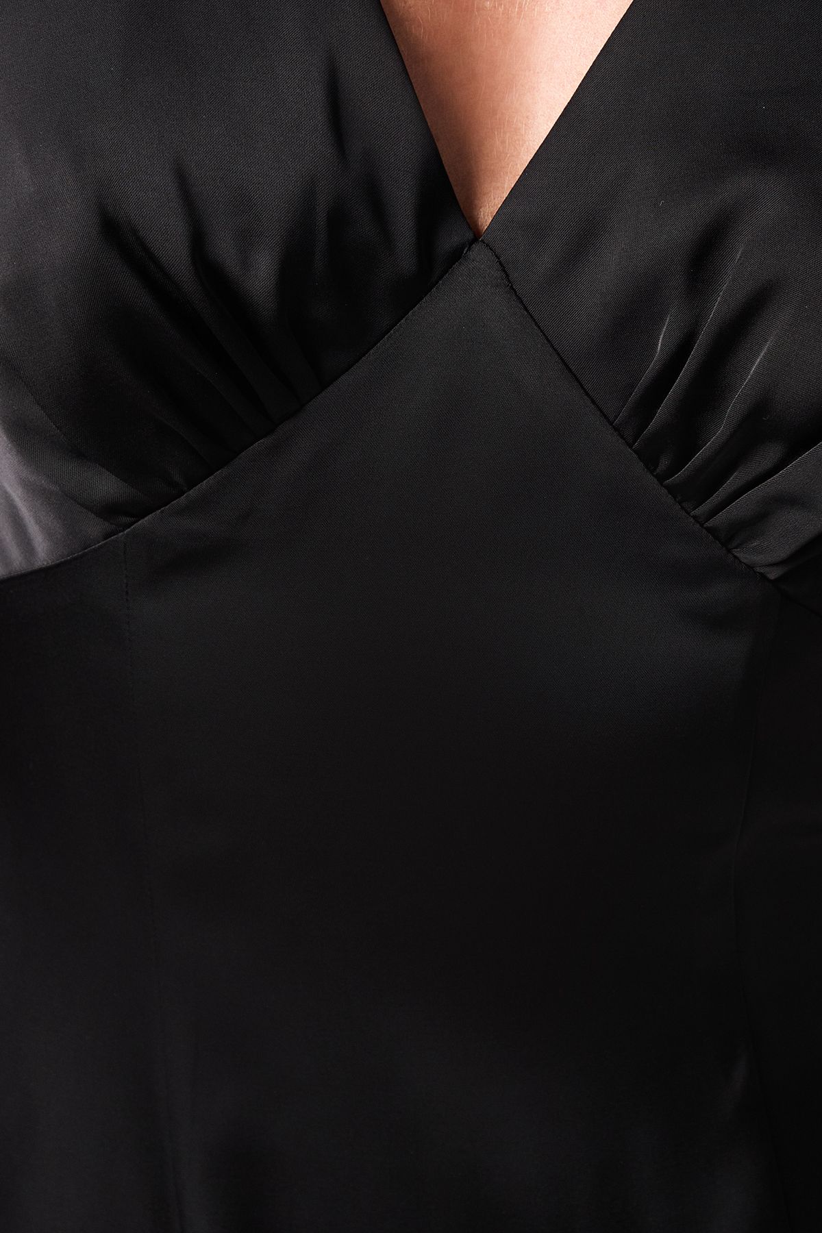 Coast Bow Back V Neck Satin Bridesmaid Dress Black image 4