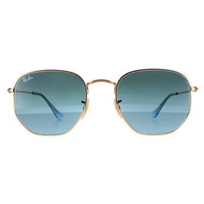 Ray-Ban Square Gold Blue Grey Gradient Sunglasses