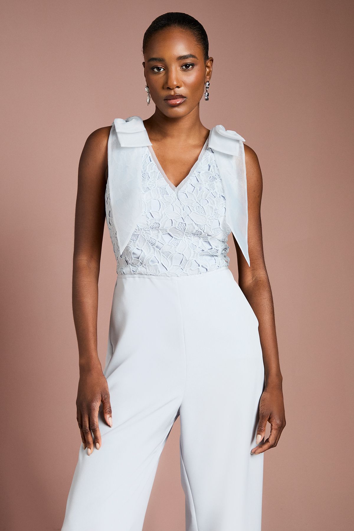 Coast Bow Shoulder Lace Jumpsuit Light Blue image 4