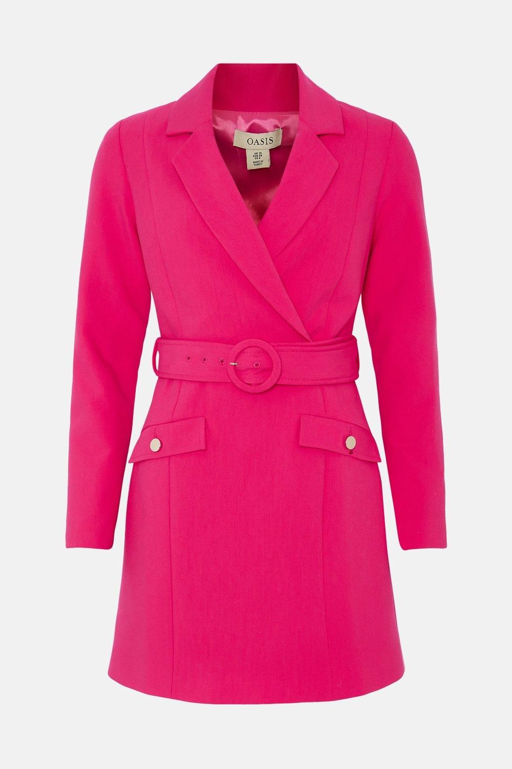 Oasis Premium Tailored Stretch Wrap Blazer Dress Pink image 4