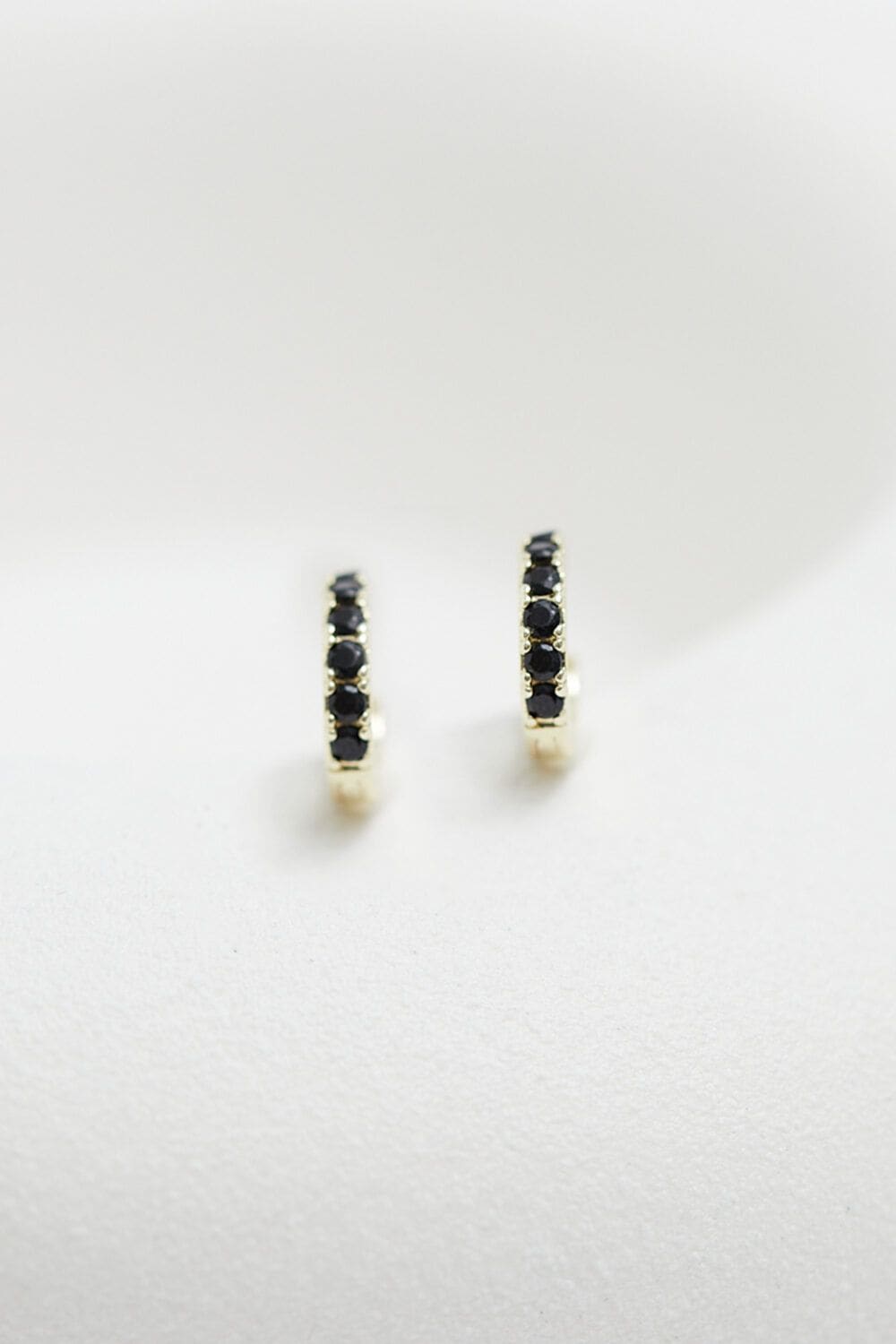 Inicio Gold Plated Jet Huggie Hoop Earrings - Gift Pouch image 1