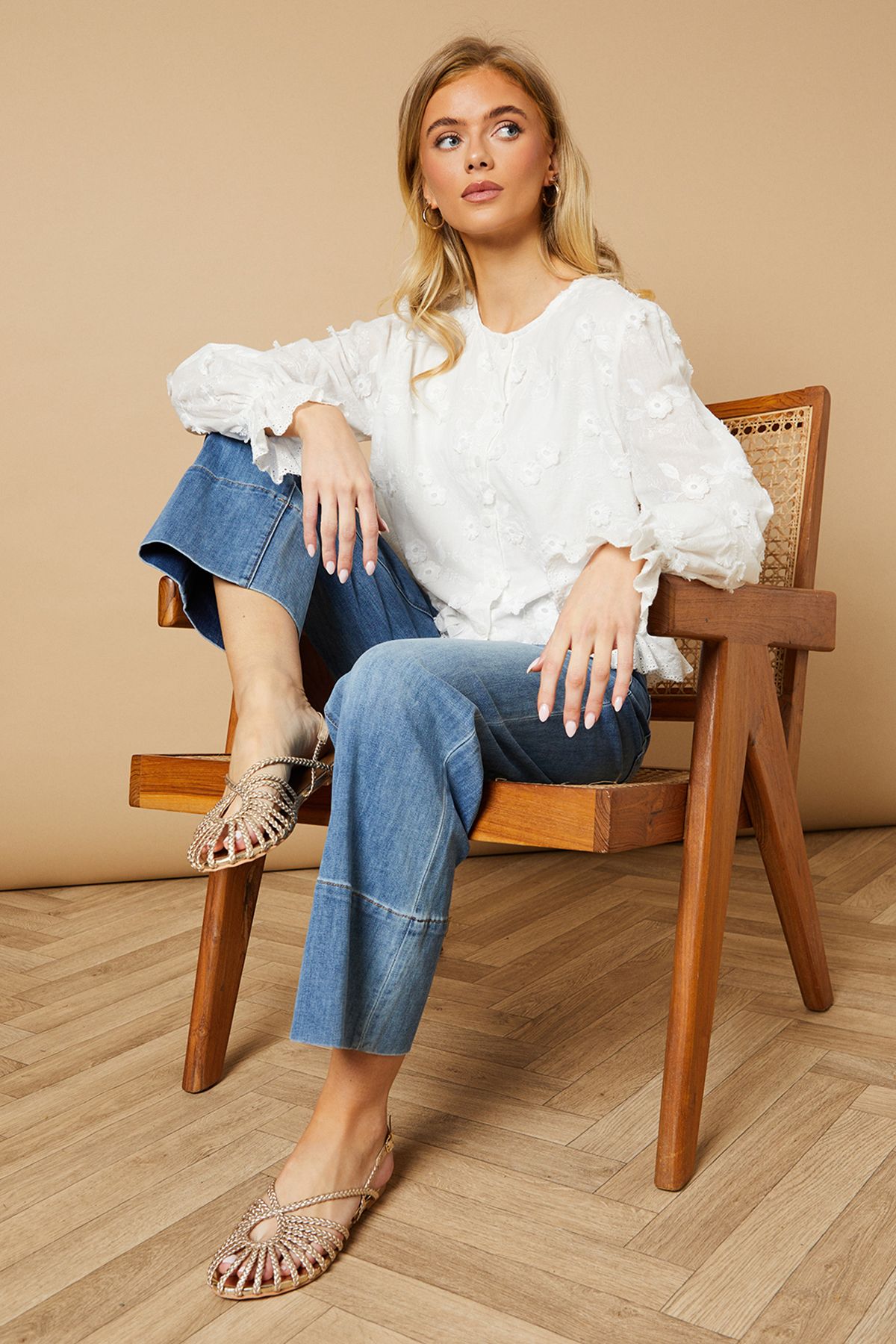 Oasis Lolitas Real Leather Plaited Closed Toe Flat Sandals Gold image 2