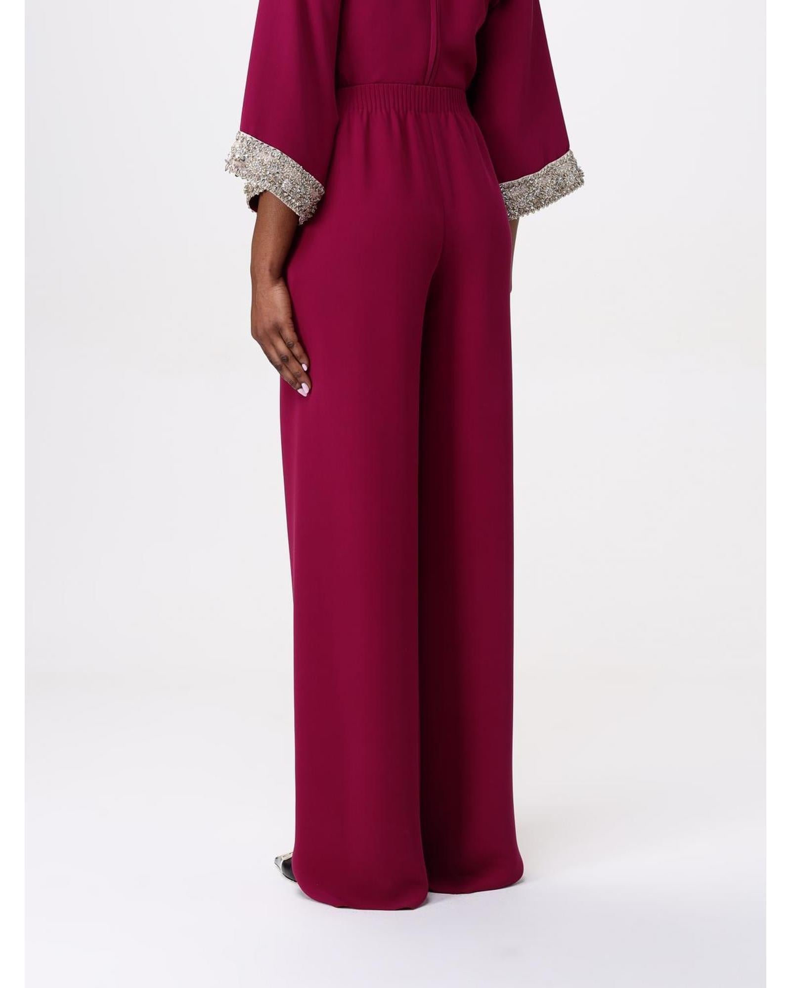 Valentino Wide Leg Pants Embellished Sleeves Wo - Cycla image 3