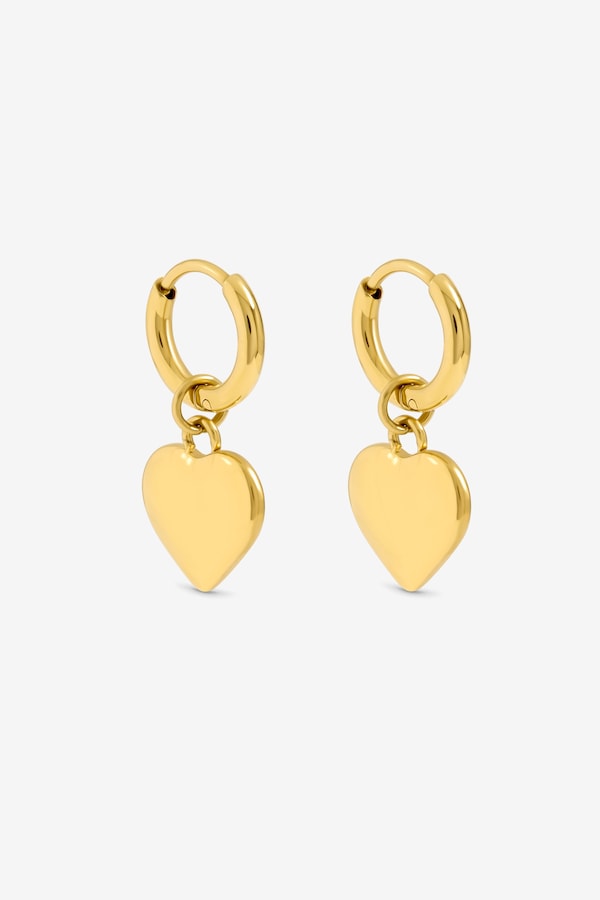 Jon Richard Waterproof Gold Plated Heart Charm Hoop Earrings