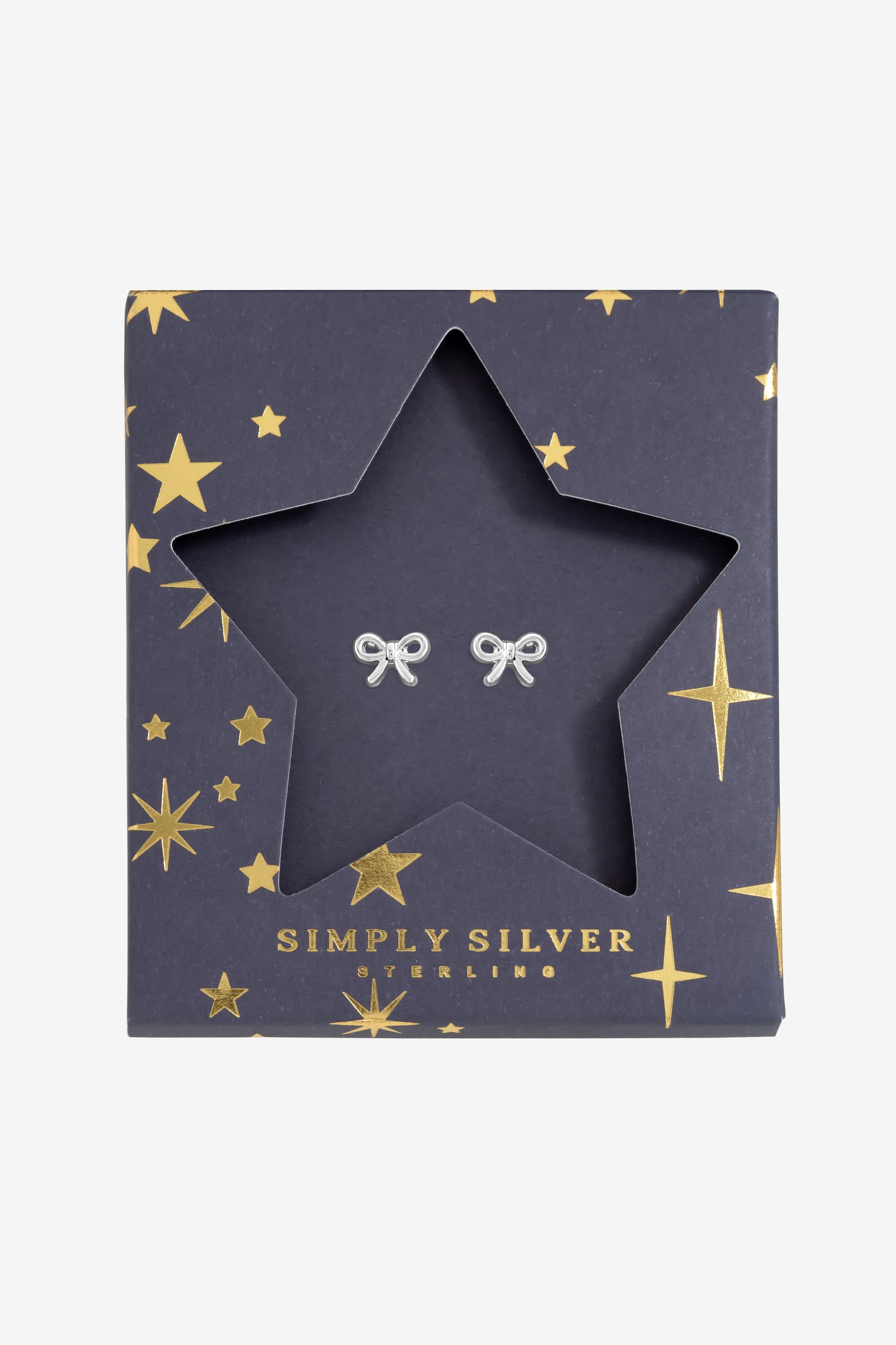 Simply Silver Sterling Silver 925 Polished Bow Earrings - Gift Sleeve image 1