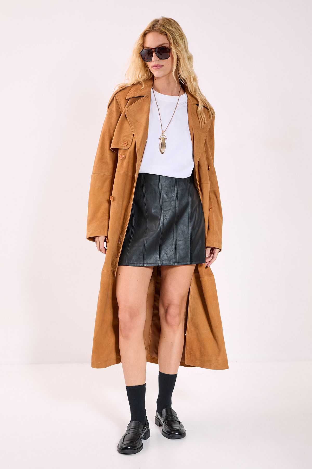 NastyGal Panelled Faux Leather Pelmet Mini Skirt Black