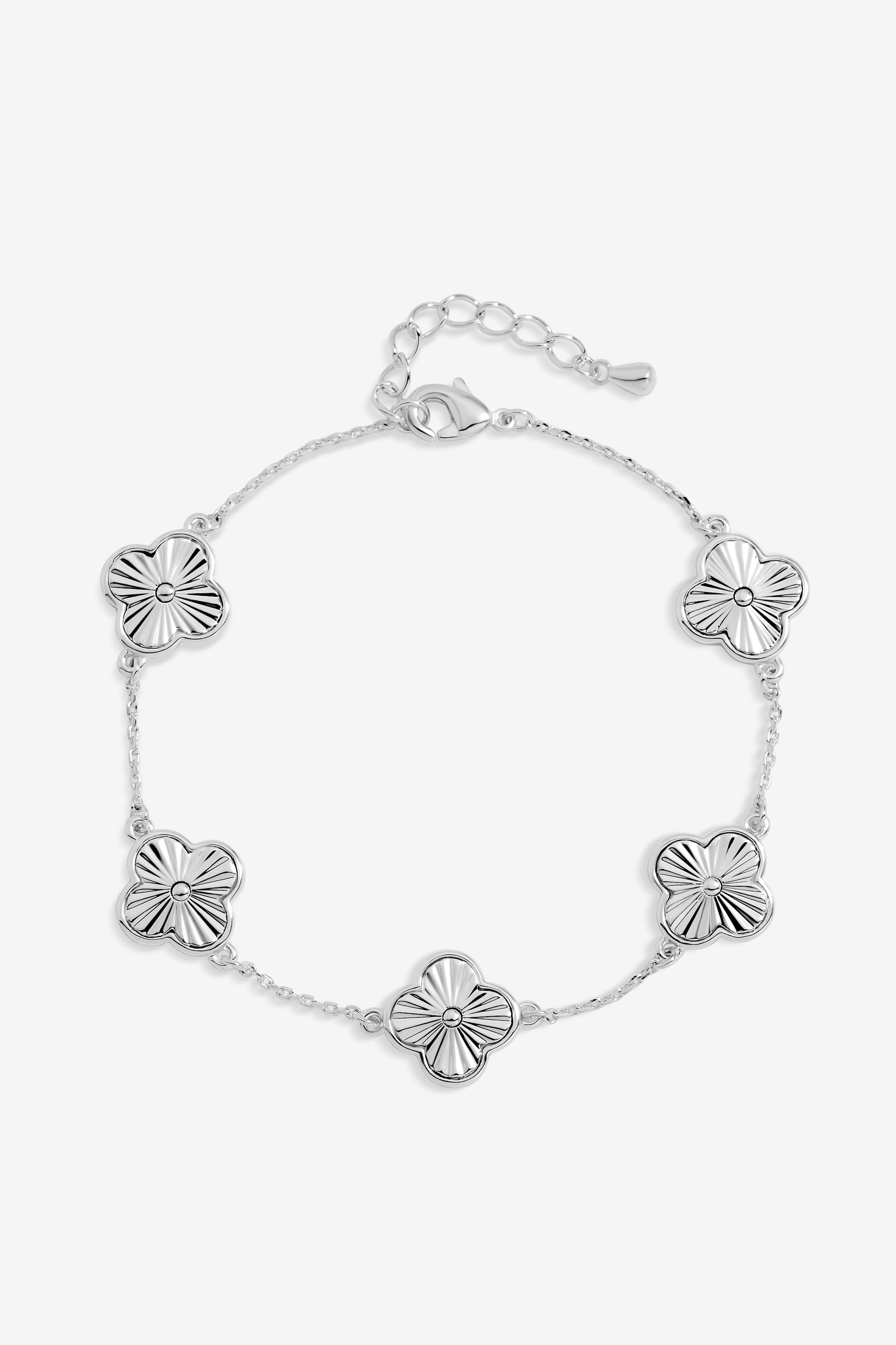 Jon Richard Silver Plated Diamond Cut Clover Bracelet image 1