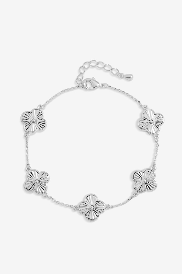 Jon Richard Silver Plated Diamond Cut Clover Bracelet