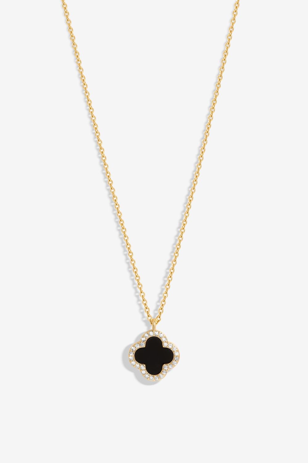 Jon Richard Gold Plated and Jet  Clover Pendant Necklace image 1