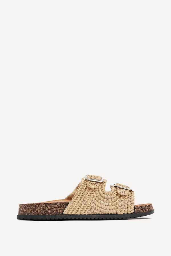 Linzi Brianna Natural Double Buckle Sandals