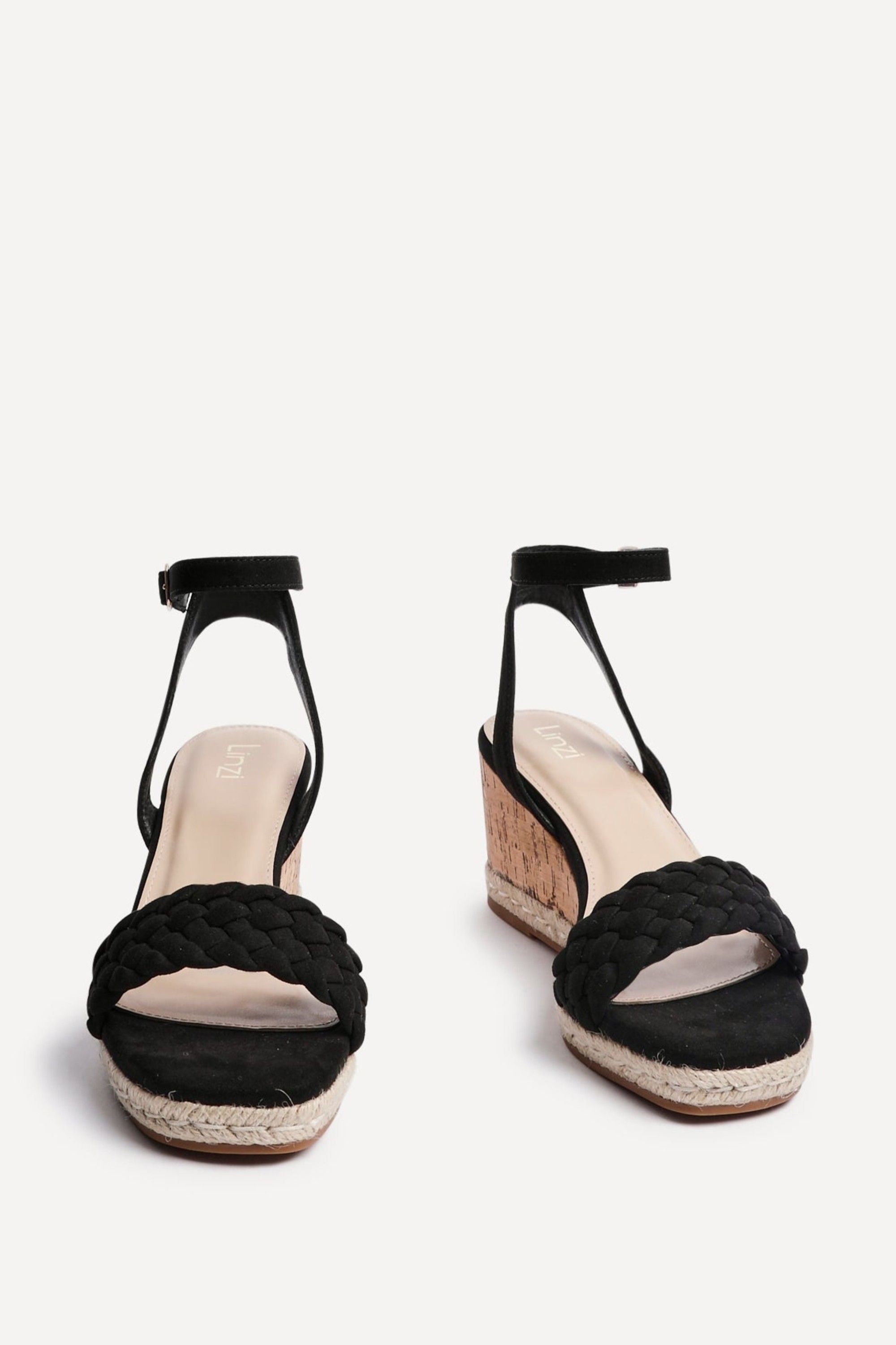 Linzi Regan Black Faux Suede Wedge Sandals image 3