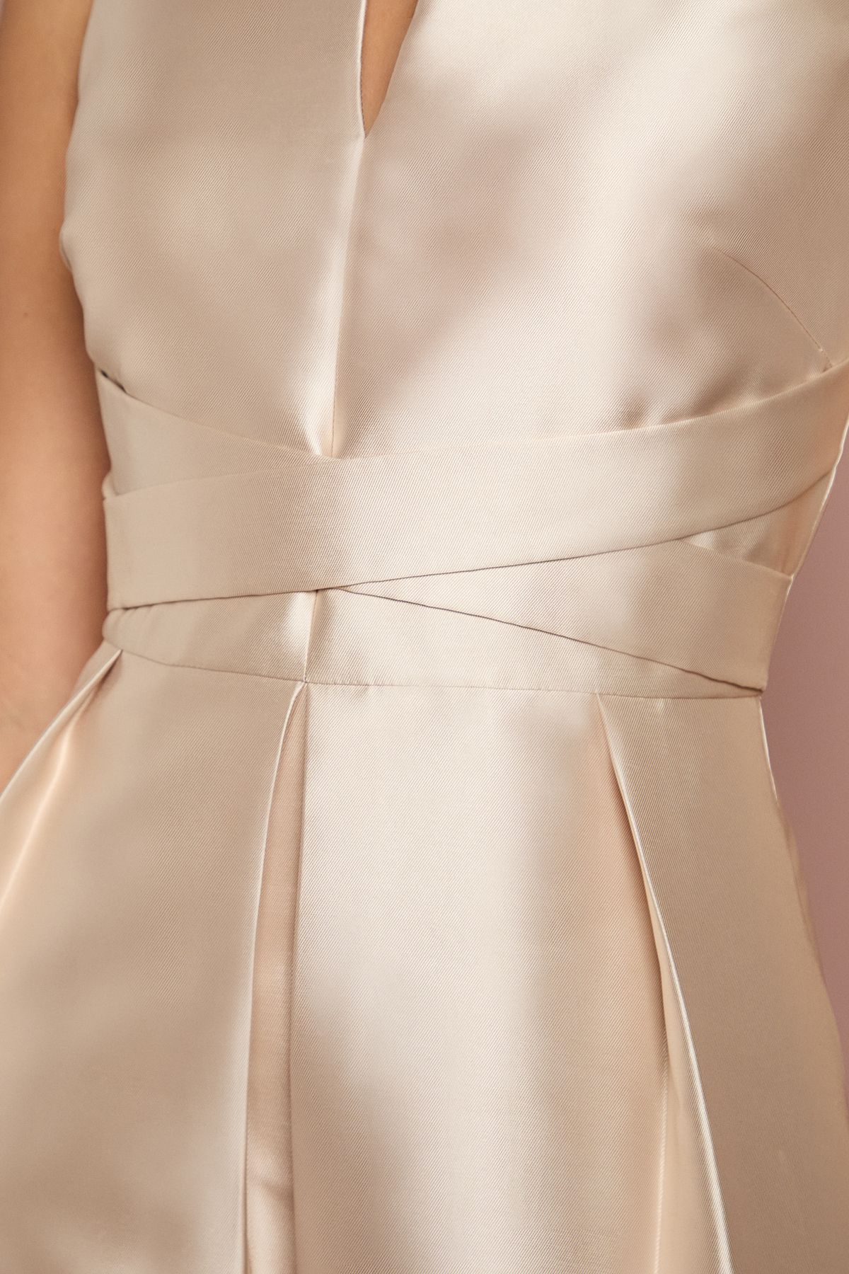 Coast Twill Notch Neck Neck Fit And Flare Bridesmaid Dress Champagne image 5