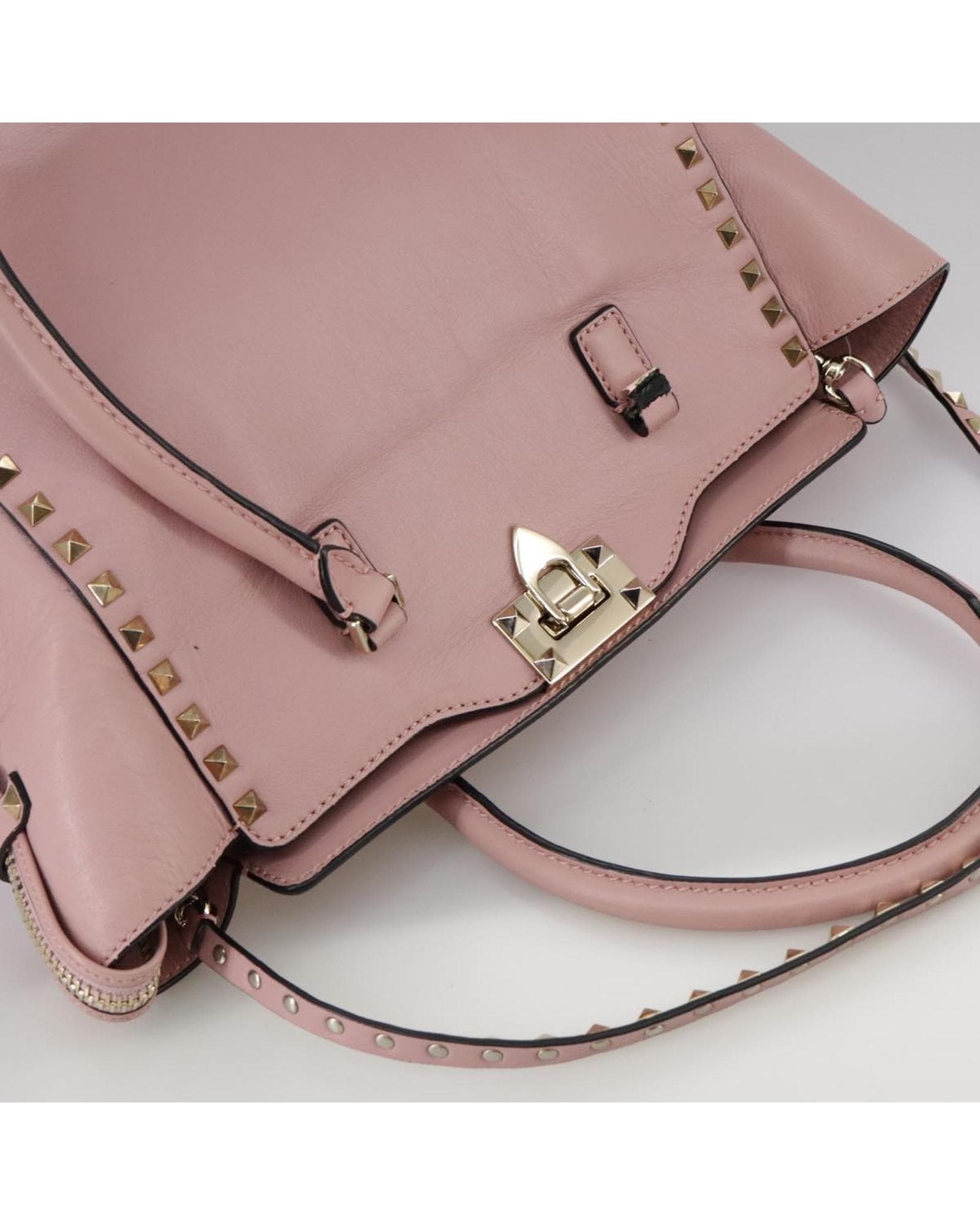 Valentino Preloved Garavani Studded Tote Wo - Pink Handbags image 8