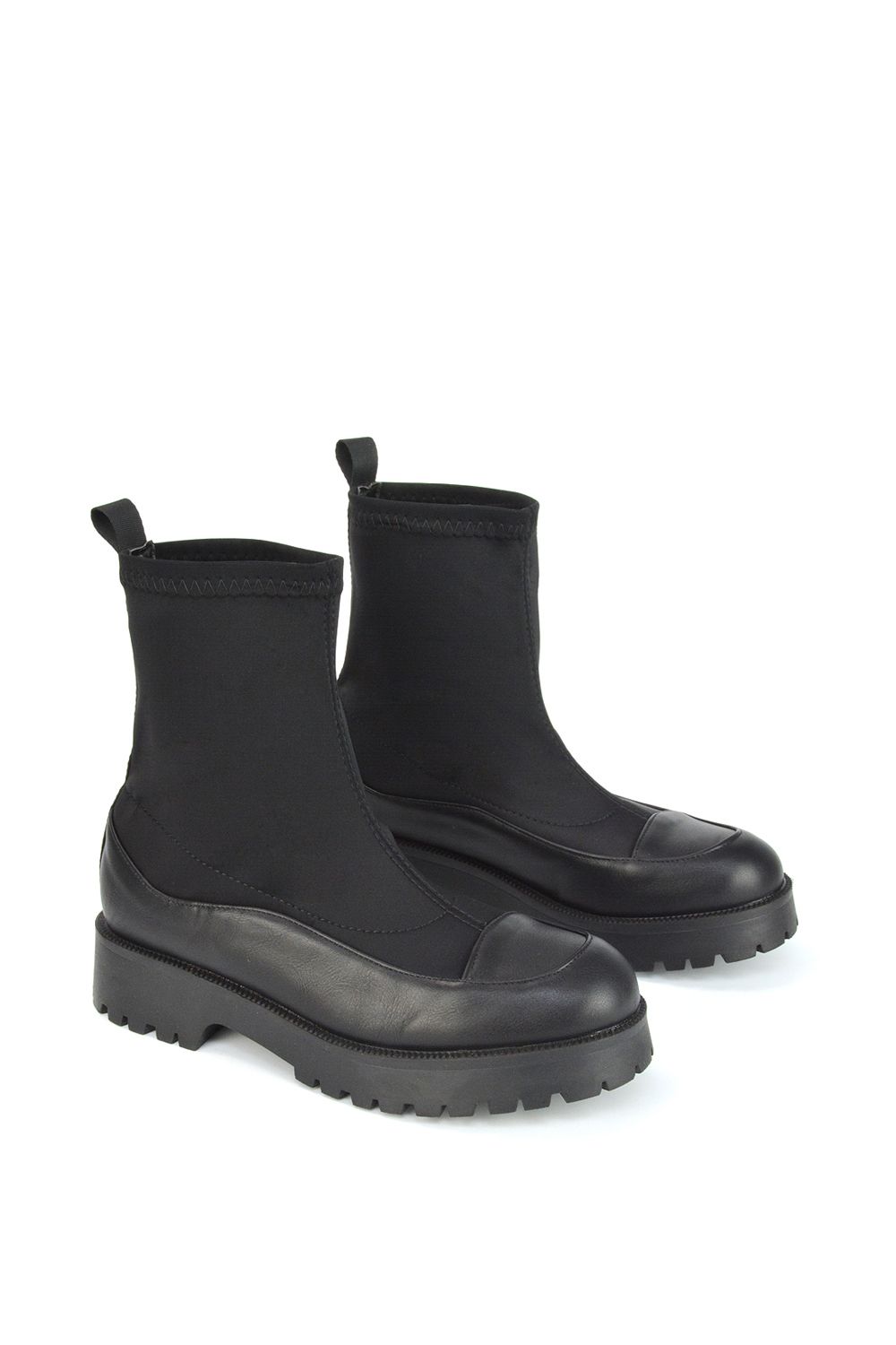 XY London 'Kerry' Sock Ankle Boots Flat Biker Booties image 4