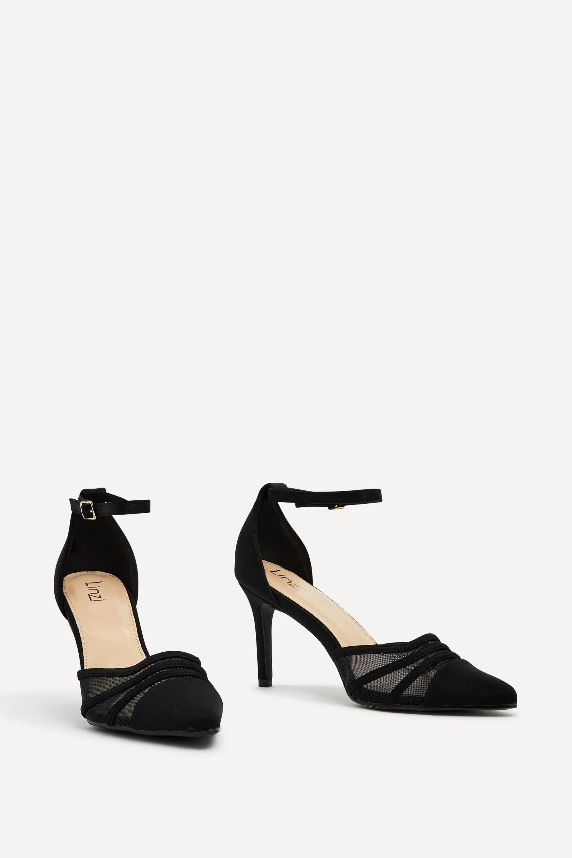 Linzi Serri Black Lycra Mesh Court Heel image 3