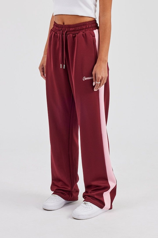 Cernucci Contrast Panel Track Pant - Burgundy