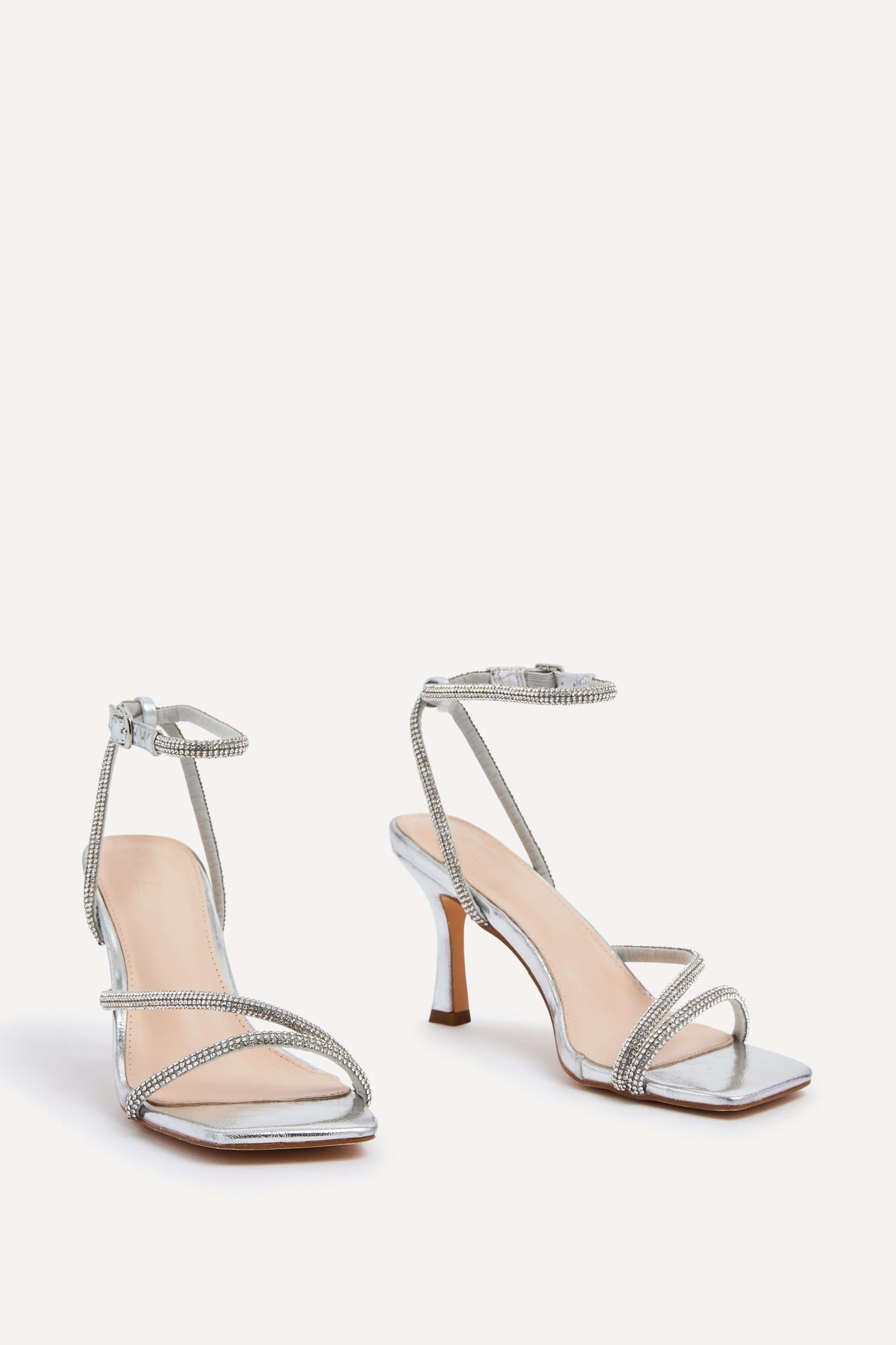 Linzi Mayfair Silver Faux Leather Diamante Heeled Sandal image 3