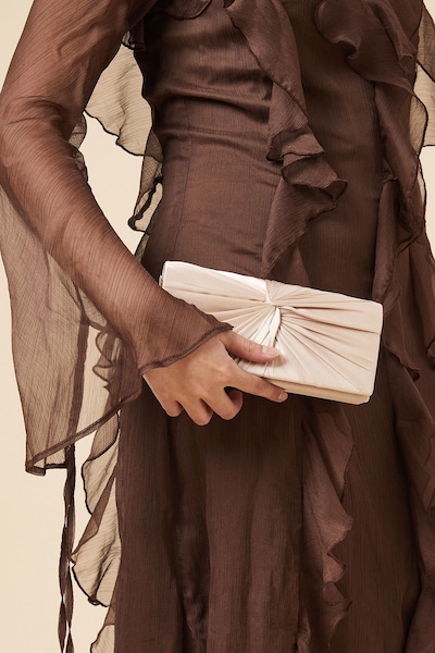 Dorothy Perkins Beauty Twist Front Satin Clutch Bag Champagne