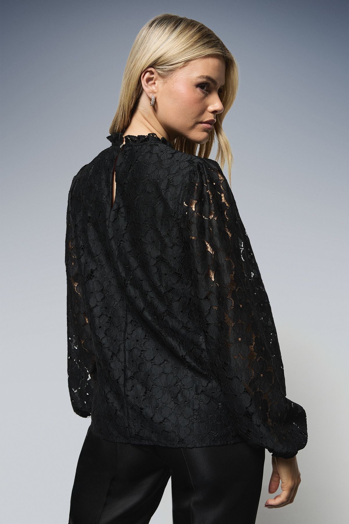 Dorothy Perkins Black Lace Blouse Black image 3