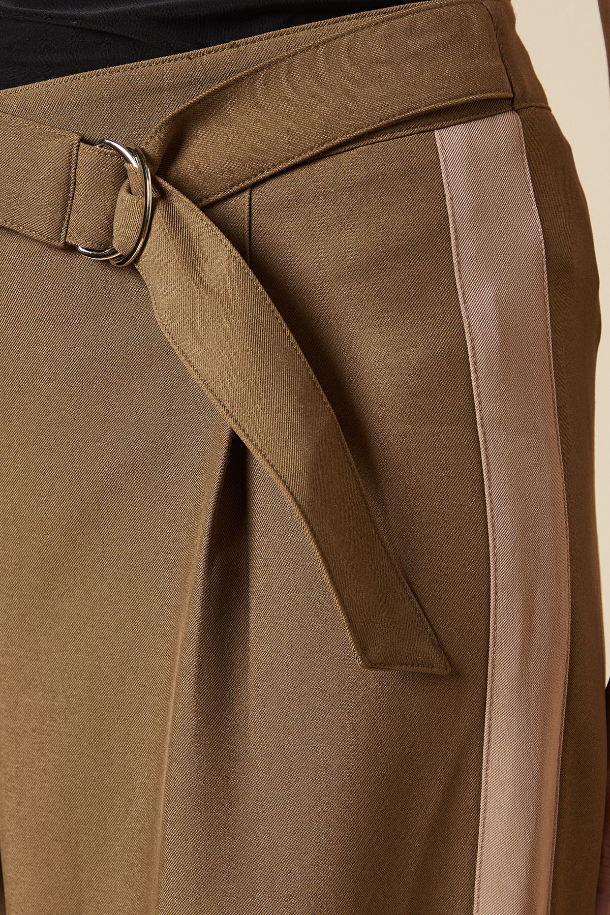 Dorothy Perkins Belt Detail Side Stripe Wide Leg Trouser Khaki image 5