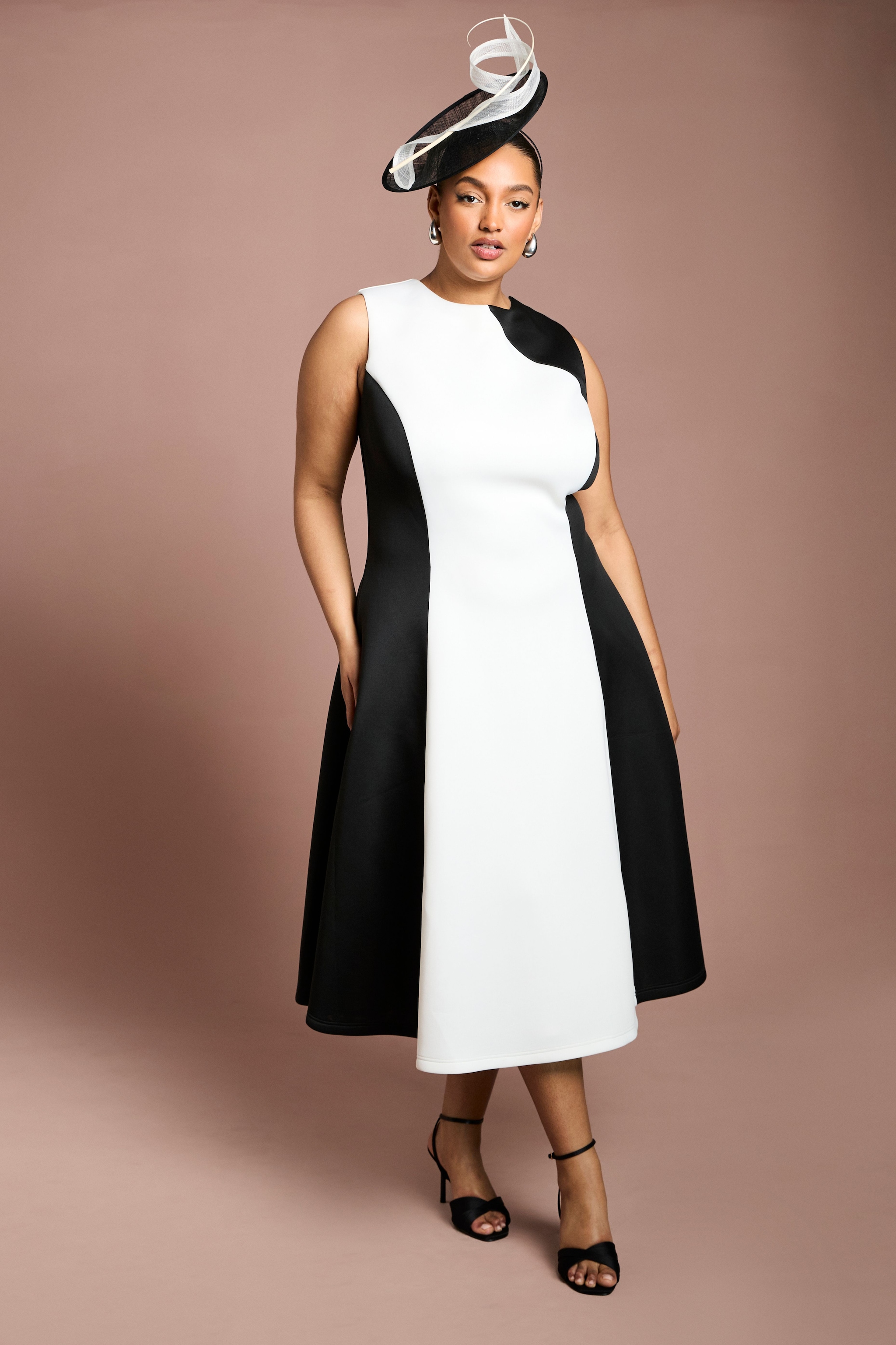 Coast Plus Mono Colour Block Midi Dress Mono