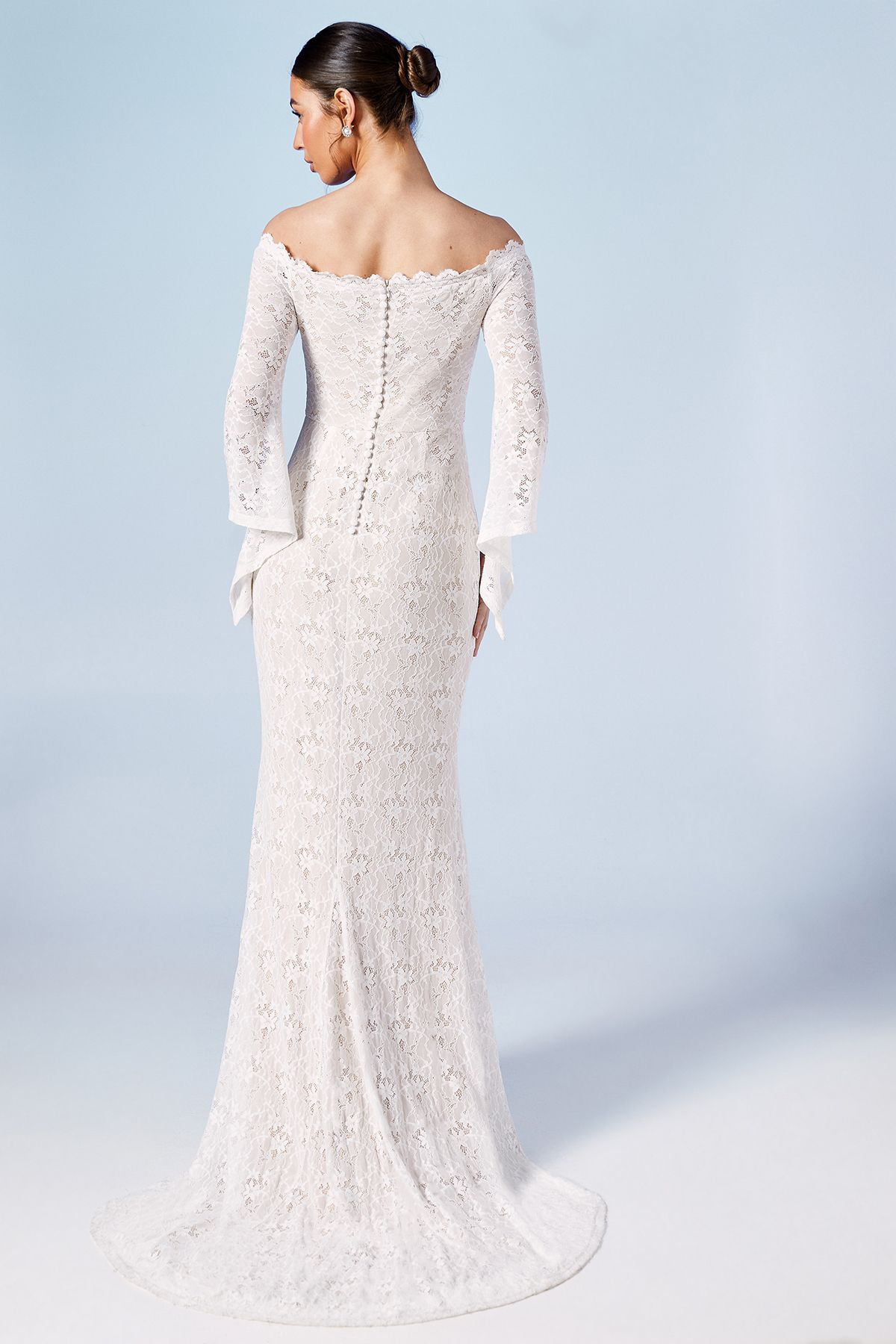 Coast Coast Honoured Bardot Boho Lace Fishtail Wedding Dress Ivory image 3