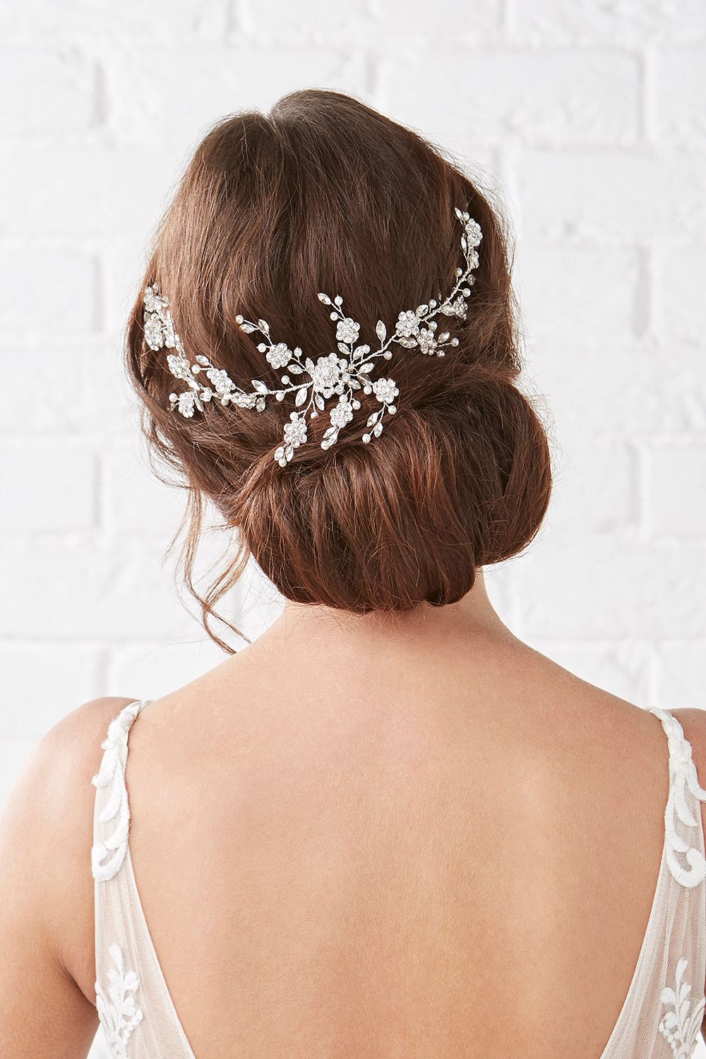 Jon Richard Silver Crystal Flower And Pearl Hair Vine - Gift Pouch image 2