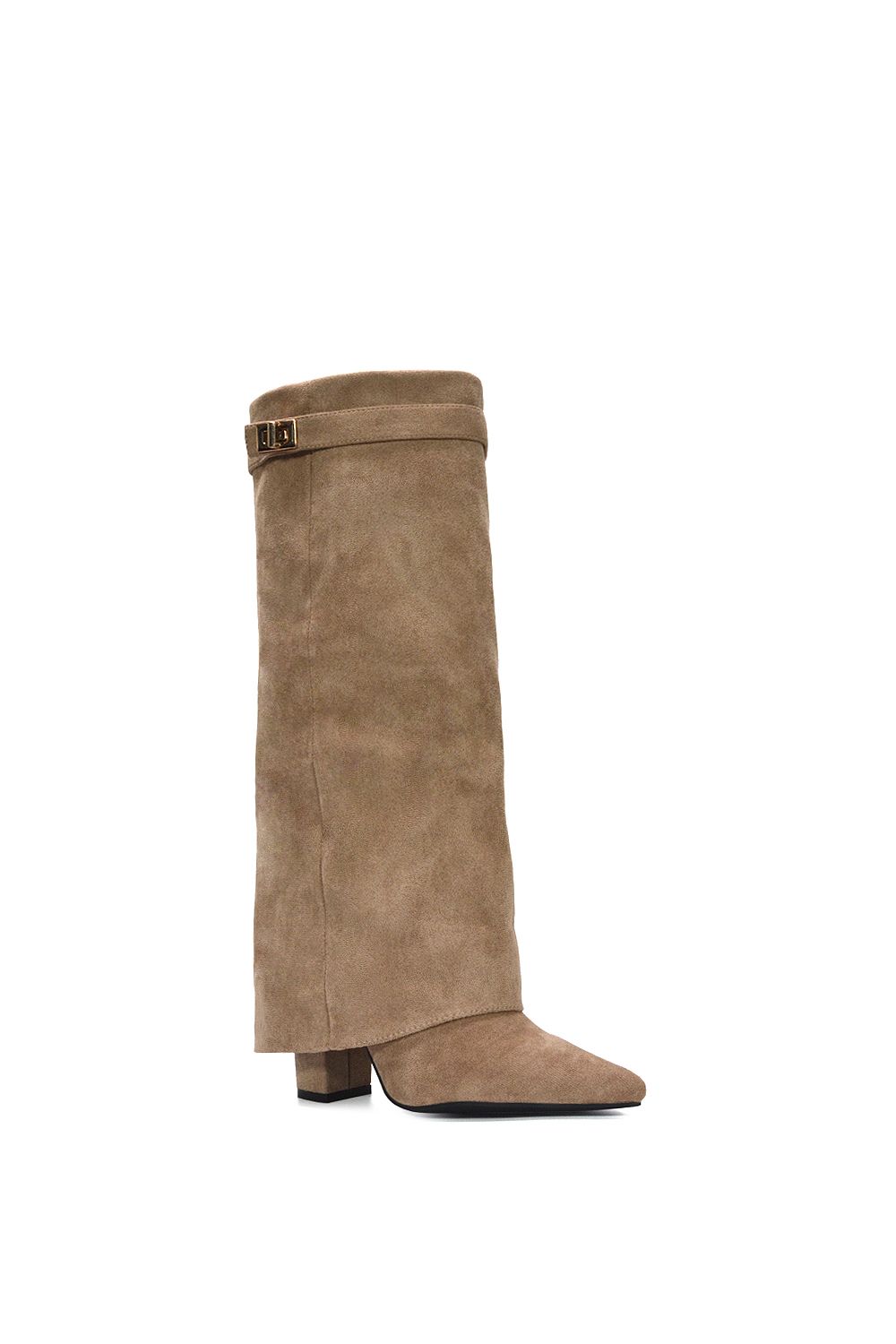 XY London 'Rayna' Block Heel Knee High Foldover Boots With Pointed Toe image 2