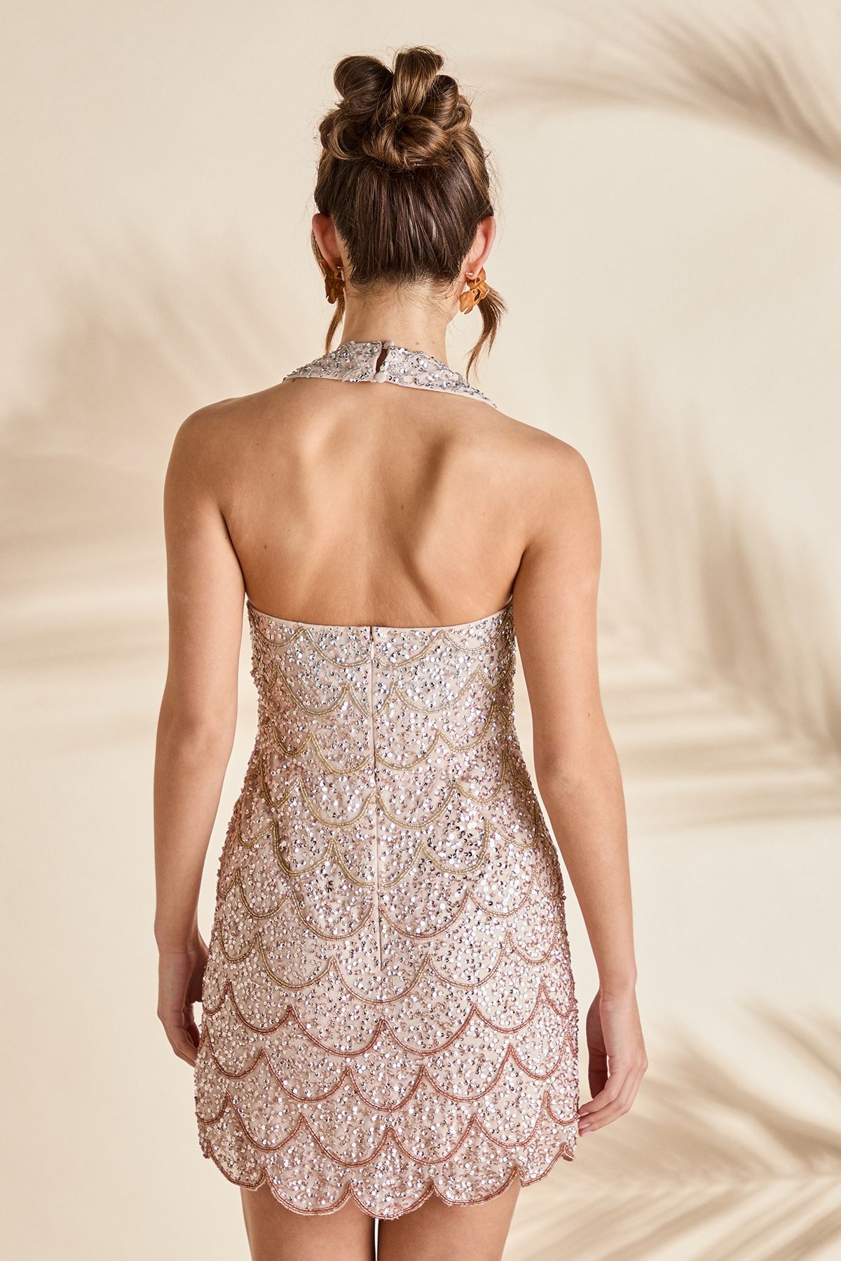 Coast Ombre Embellished Halterneck Mini Dress Blush image 3