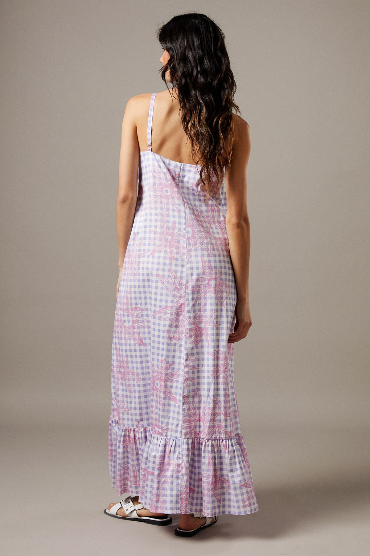 RUNWAY 1.8.1.8 Runway 1.8.1.8 Gingham Corsage Maxi Dress Lilac image 3