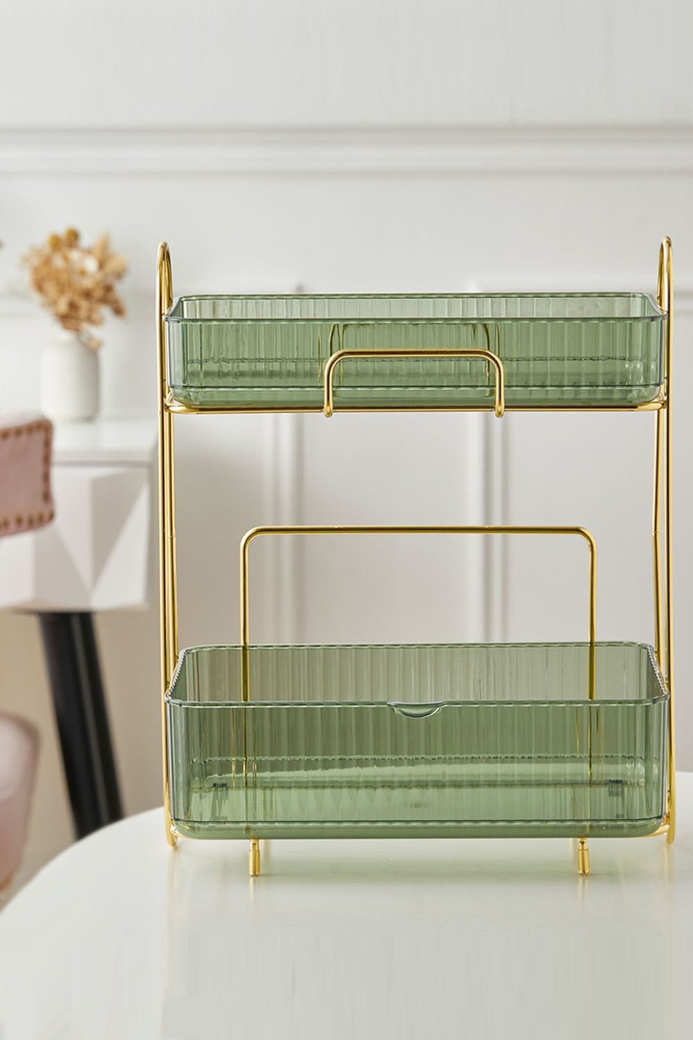 SHEONLY Makeup Organizer Rack 2 Tier Bathroom Countertop Shelves Gift Set image 5