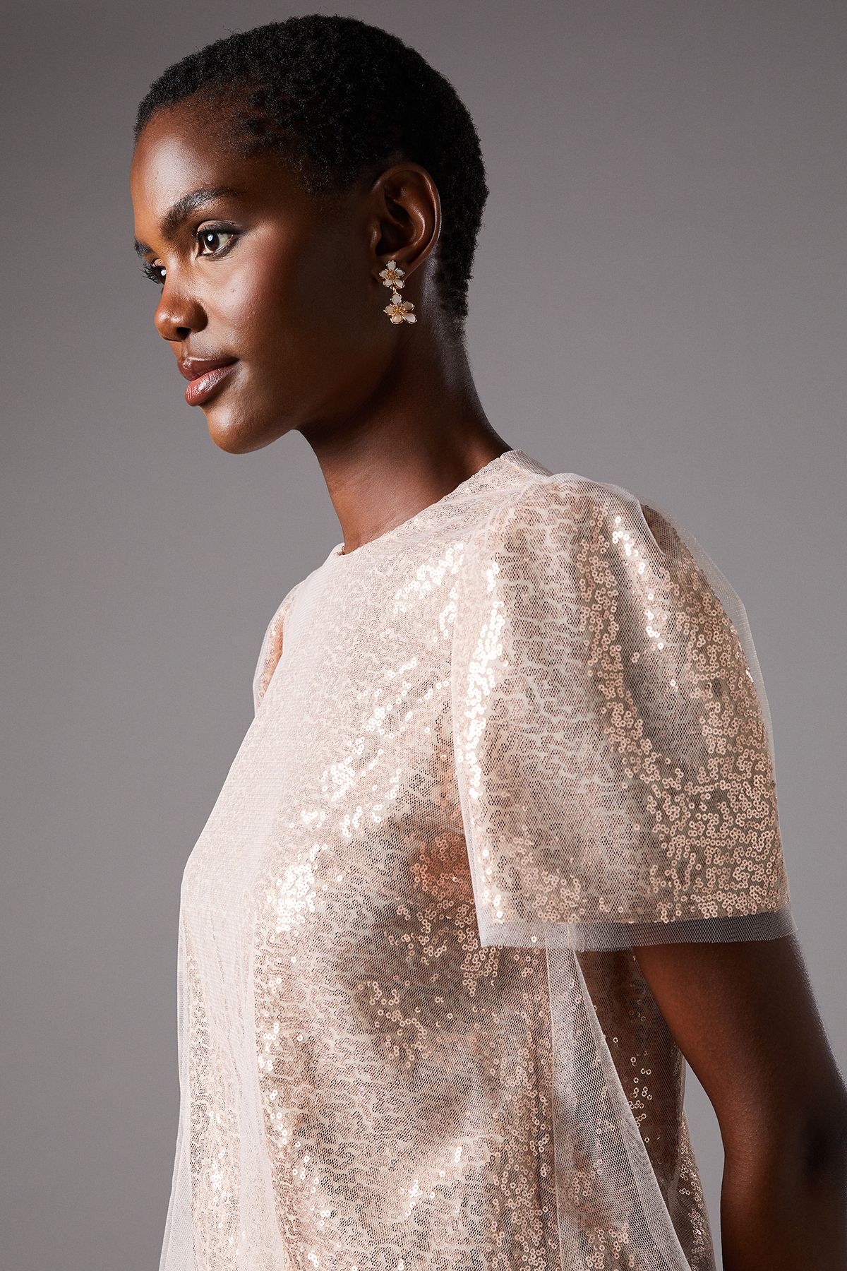 Coast Sequin Tulle Tee Blush image 3