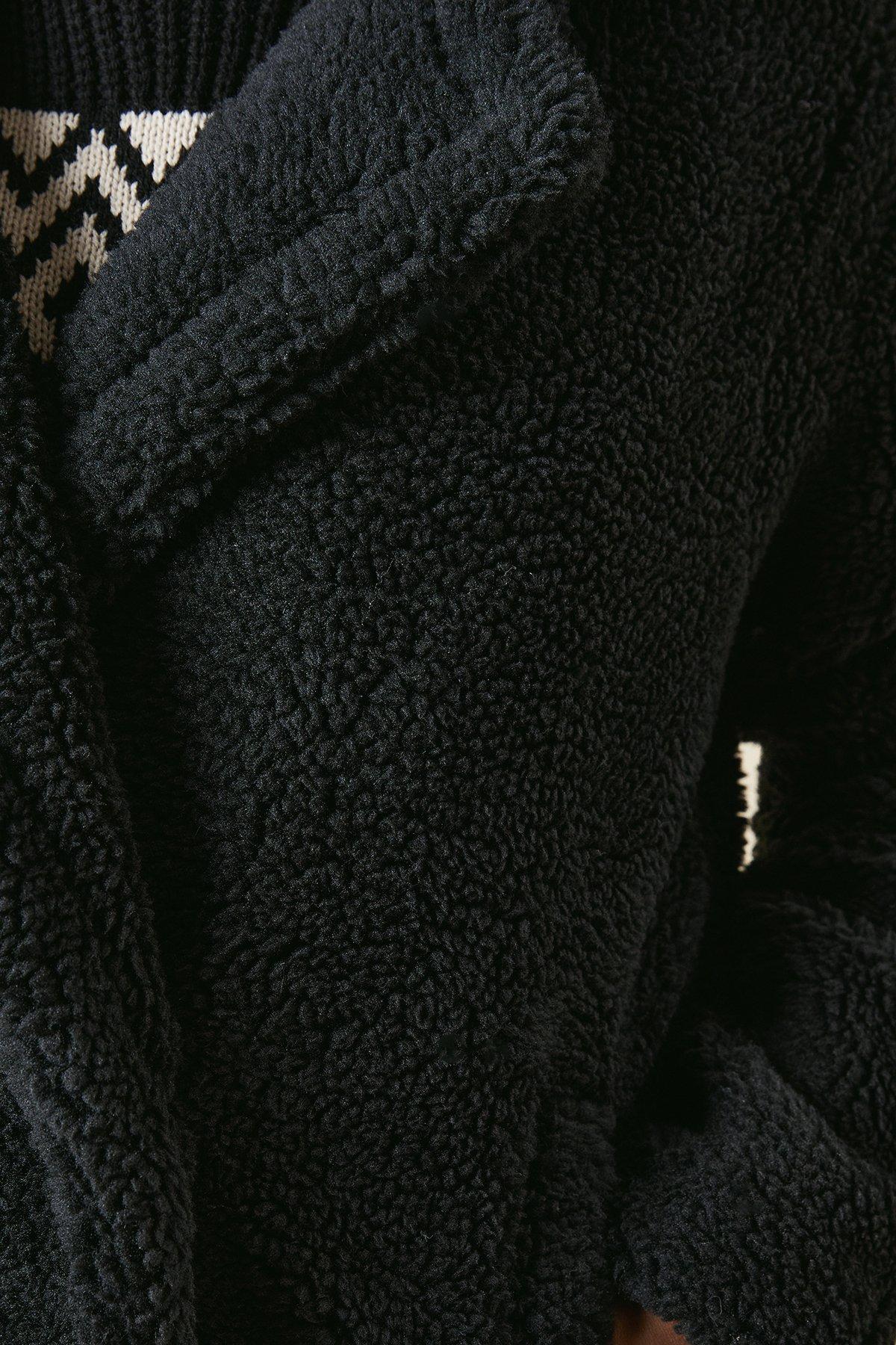 Dorothy Perkins Borg Collared Midi Coat Black image 5