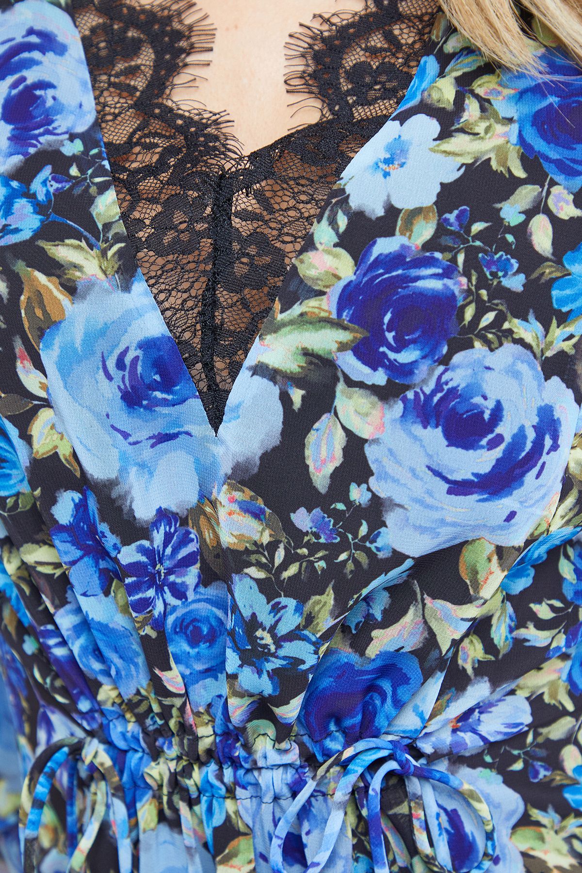 Oasis Printed Lace Detail Frill Sleeve Mini Dress Floral image 5