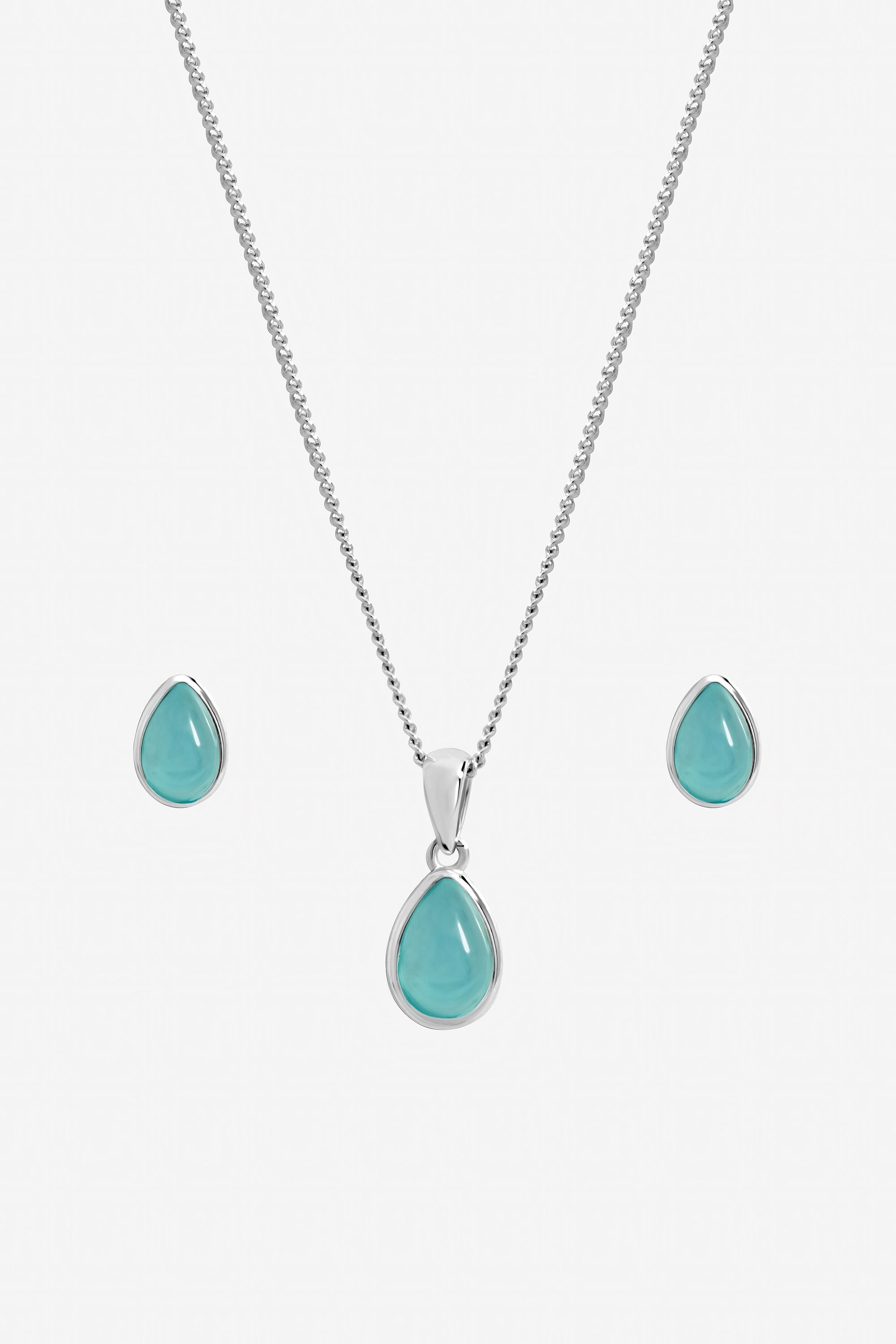 Inicio Sterling Silver Plated Turquoise Peardrop Set - Gift Box image 2