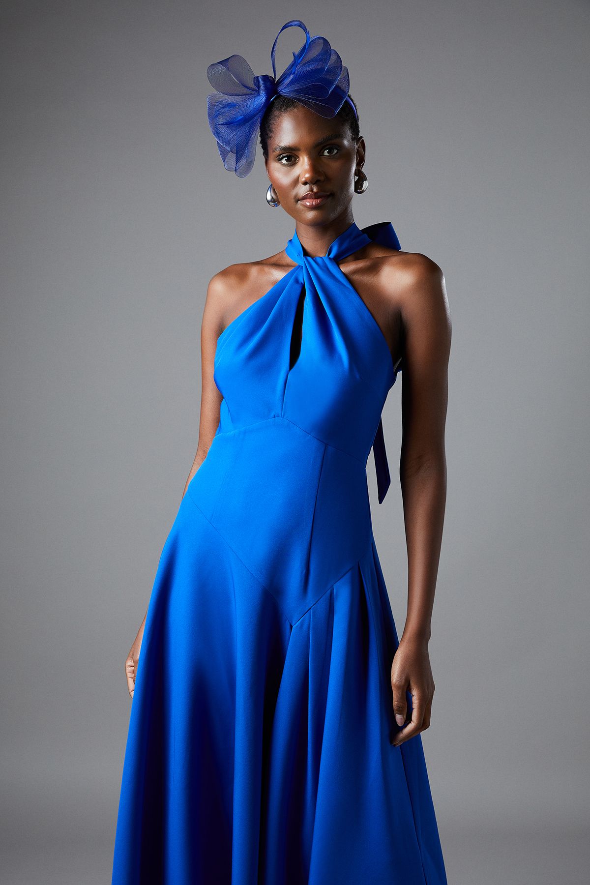Coast Cross Neck Pleated Midi Dress Cobalt image 2