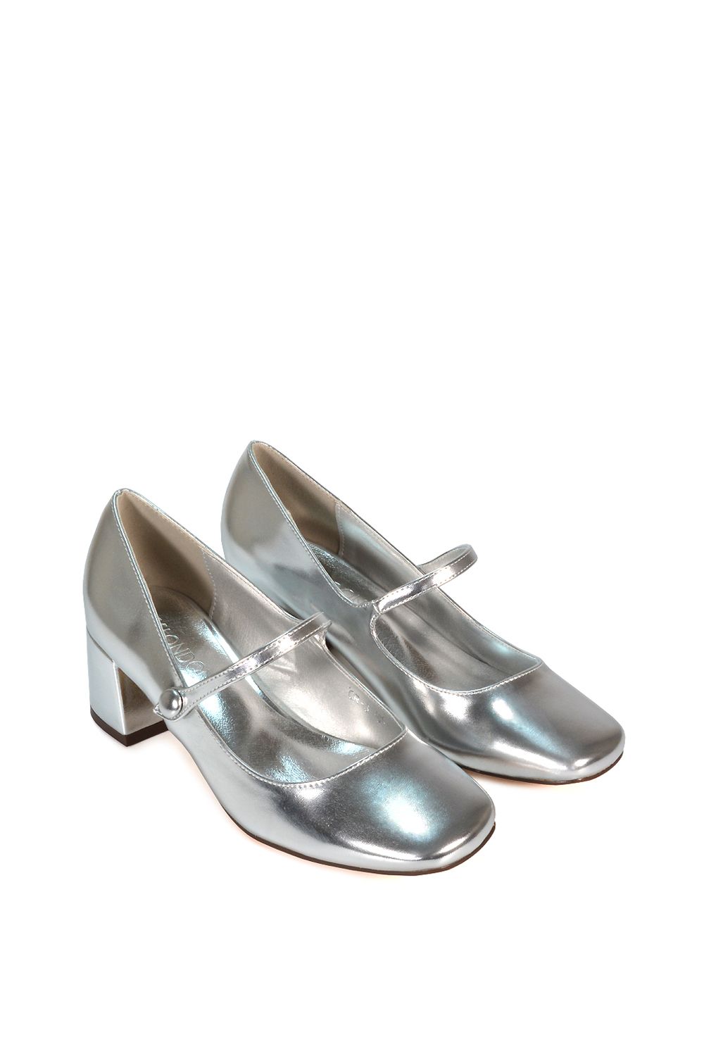 XY London 'Leneka' Low Block Heel Slip On Court Shoes With Front Strap image 5