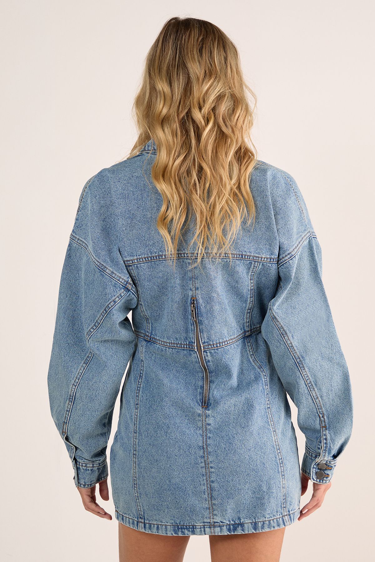 NastyGal Denim Corset Shirt Dress Light Wash image 4