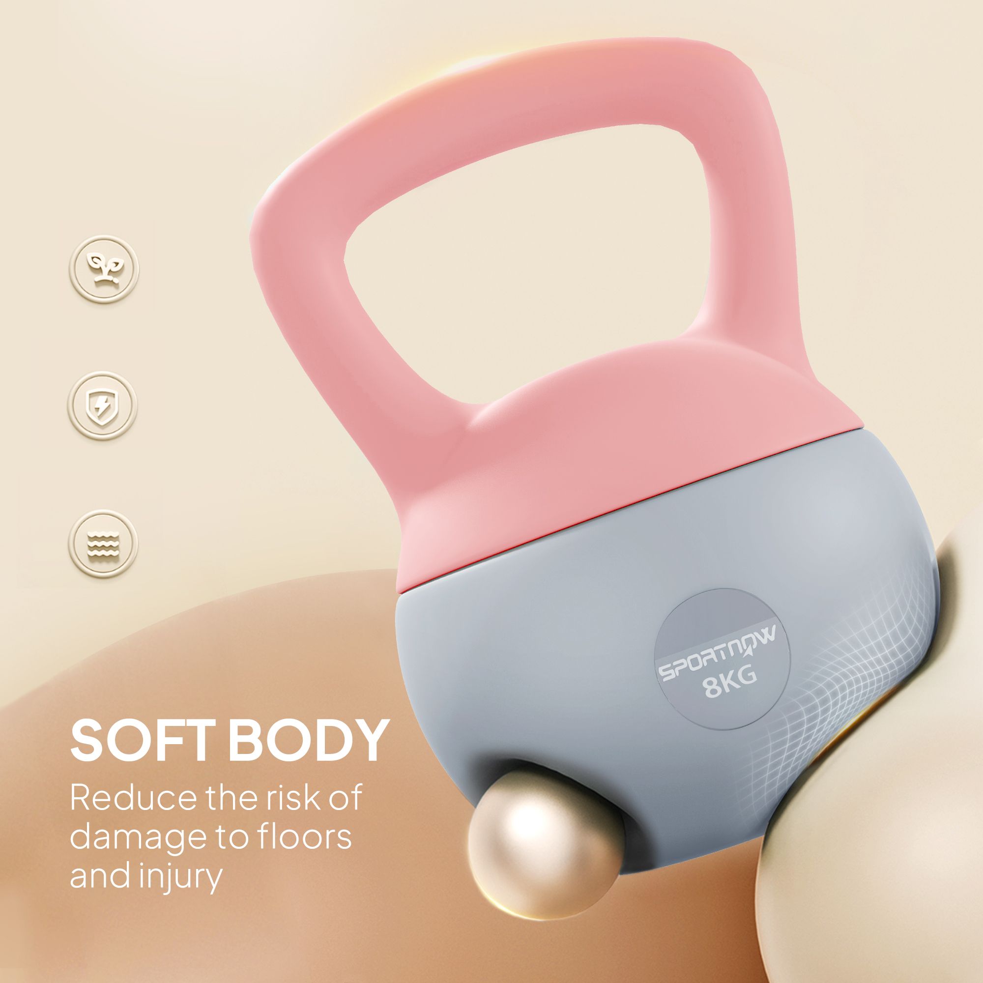 SPORTNOW 8KG Kettlebell with Soft Body and Non-Slip Handle, Pink and Grey image 4