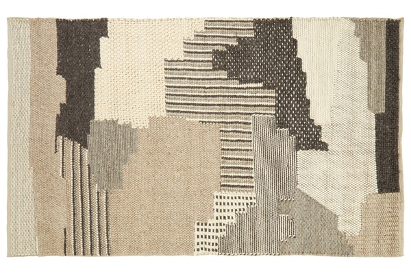 Orsina Large Handcrafted Patchwork Rug, Muted Colour Tribal-Inspired Area Rug, Soft Wool & Cotton Blend Rug