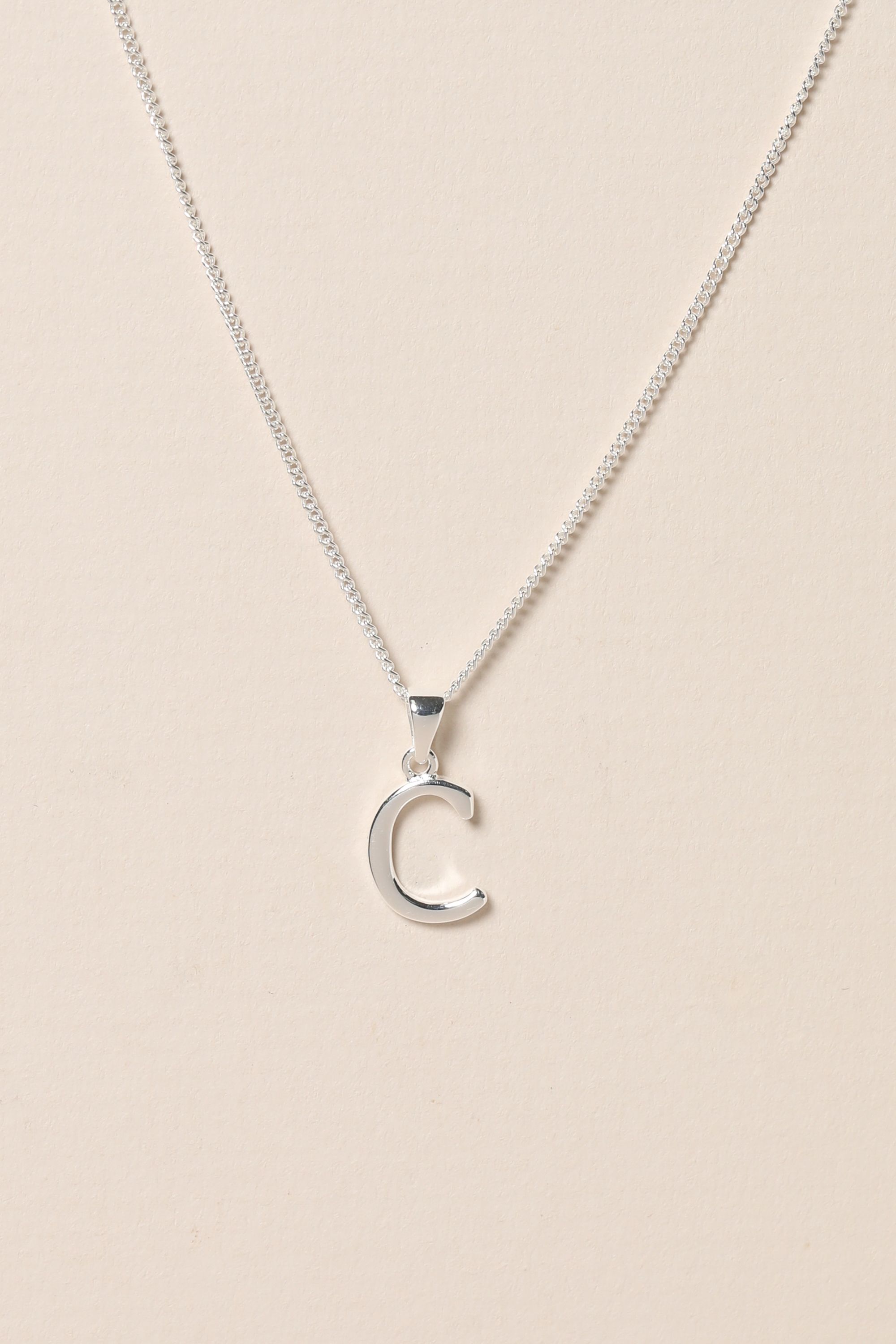 Simply Silver Sterling Silver 925 Initial Pendant - C image 2