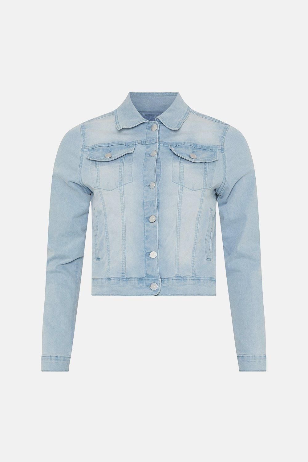 Oasis Stretch Denim Fitted Nancy Jacket Pale Wash image 4