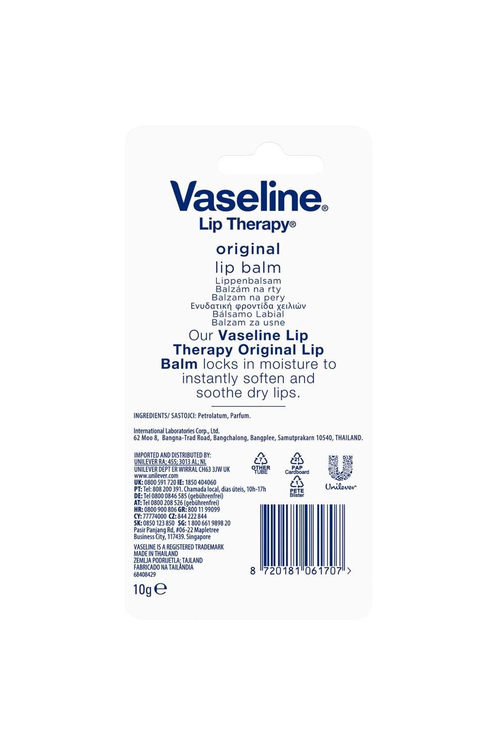 Vaseline LipTherapy Original 'LipBalm' For Instant softness & smoothness, 6x10g image 3