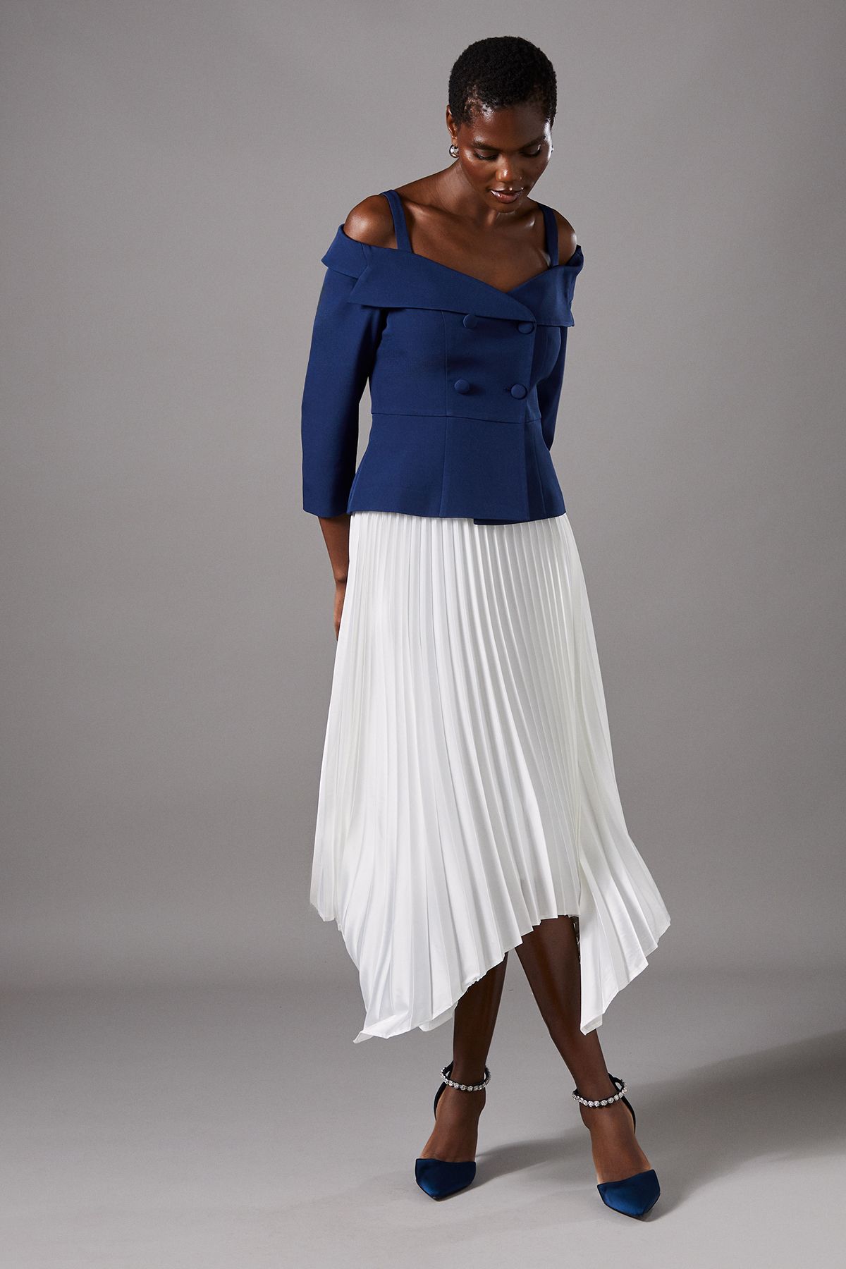 Coast Pleated Satin Skirt Ivory image 1