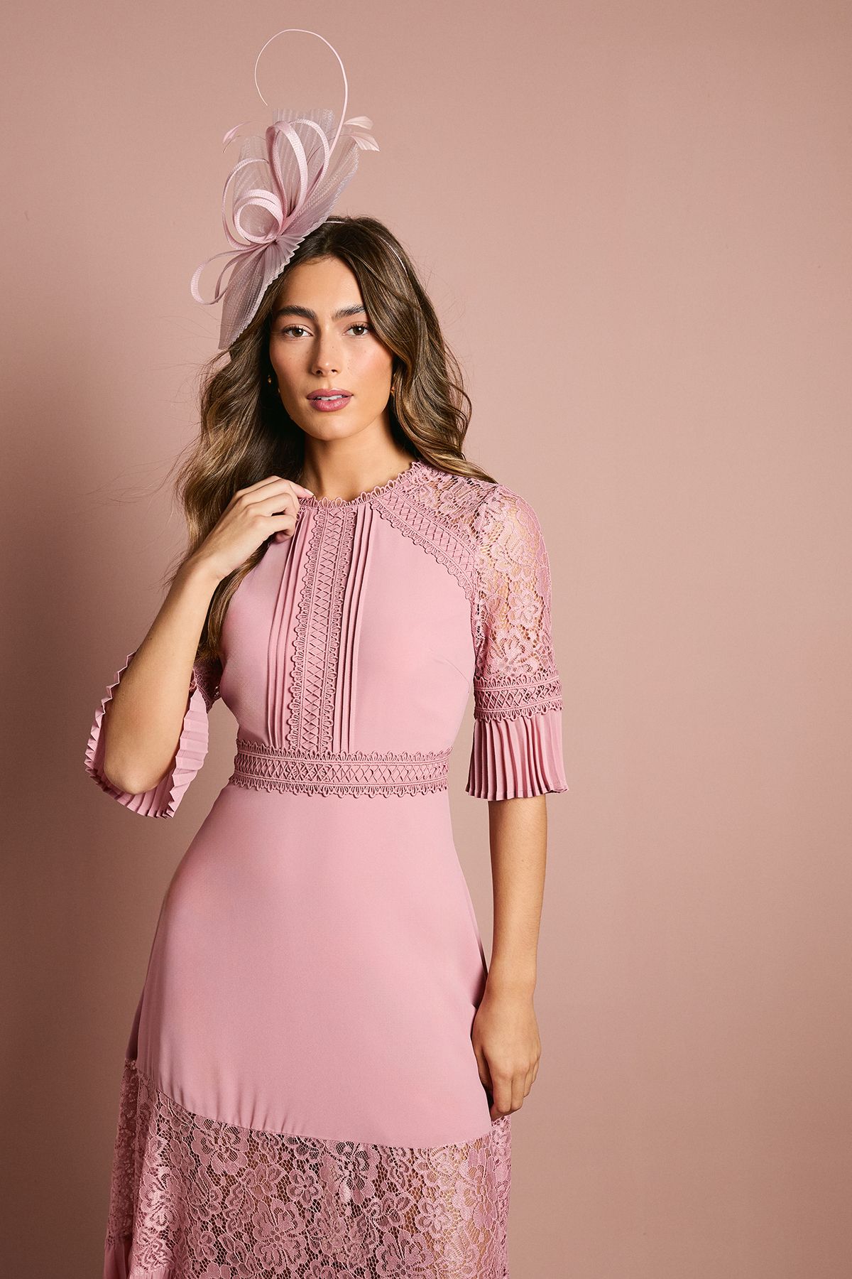 Coast Lace Insert Midi Dress Antique Rose image 2