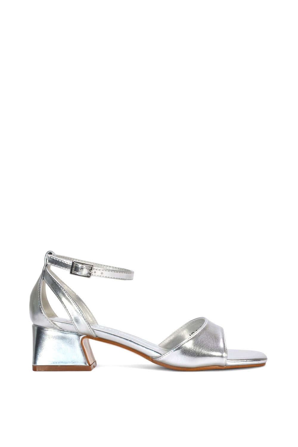 XY London 'Hayley' Ankle Strap Block Low Heel Sandals With Cut Out