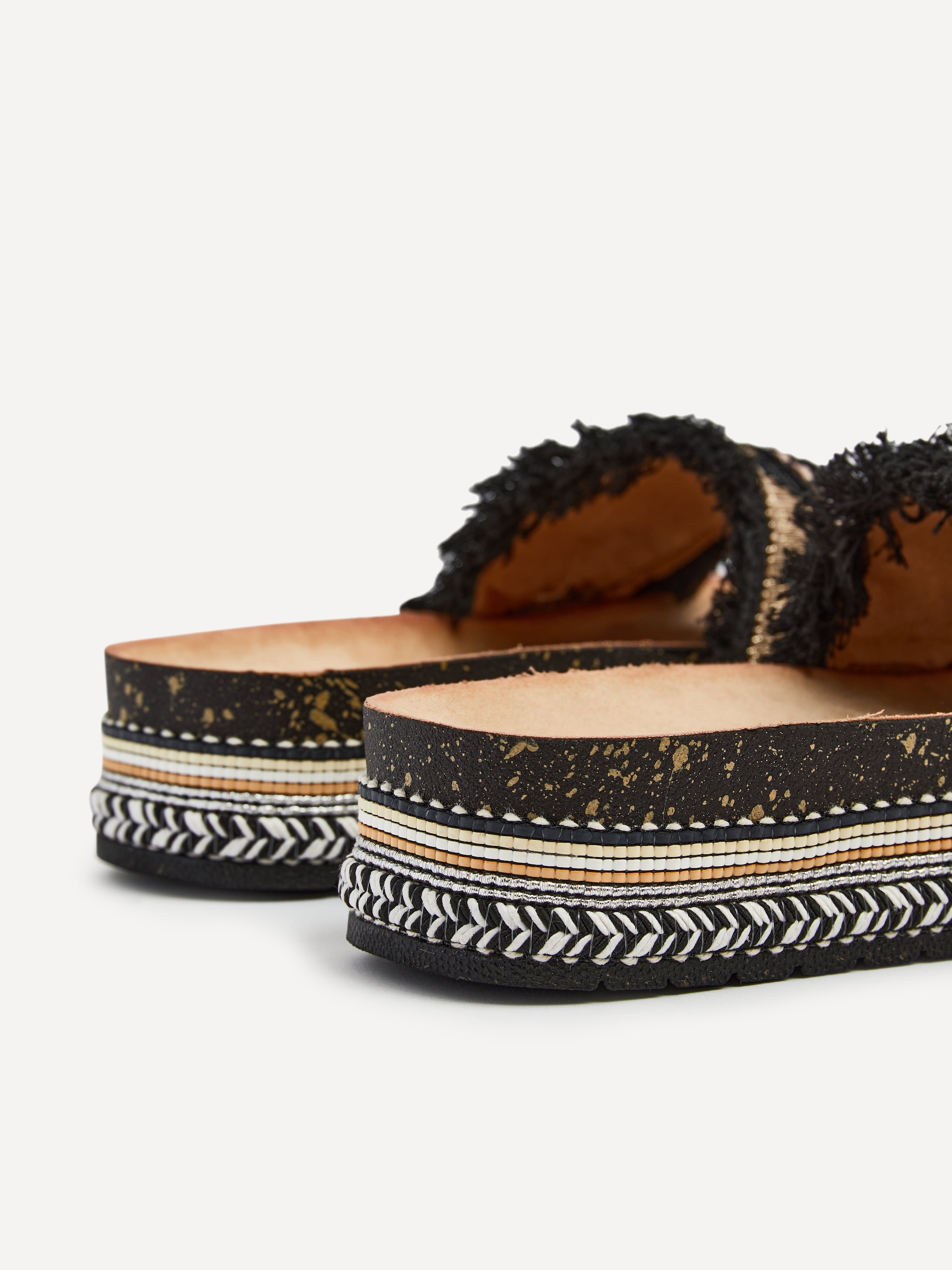 Linzi Janelle Black & Gold Flatform Slip On Sandal image 5