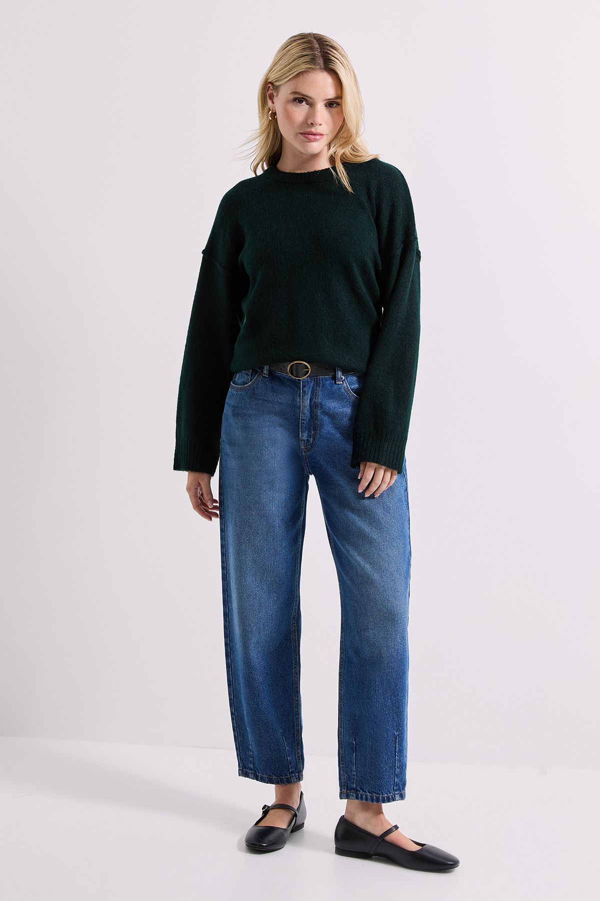 Dorothy Perkins Relaxed Crew Jumper Bottle Green image 2